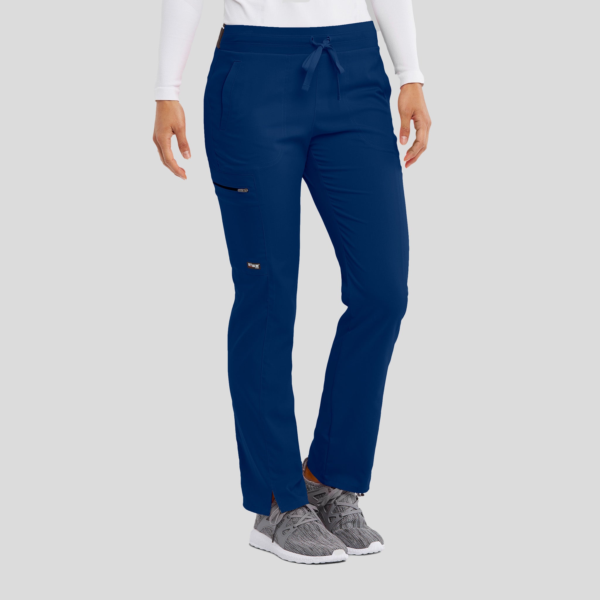 Kim 3-Pocket Mid-Rise Straight Leg Scrub Pant | Indigo