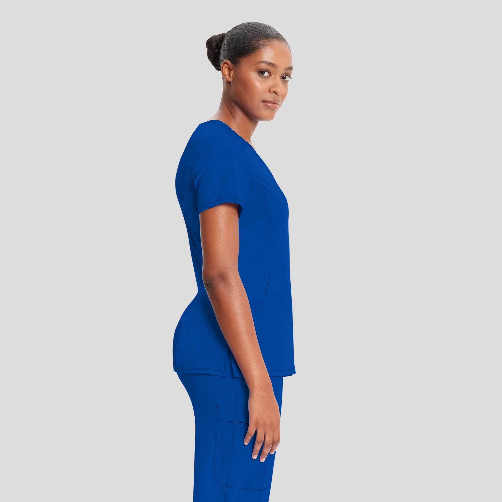 Infinity Mock Wrap Solid Scrub Top | Galaxy