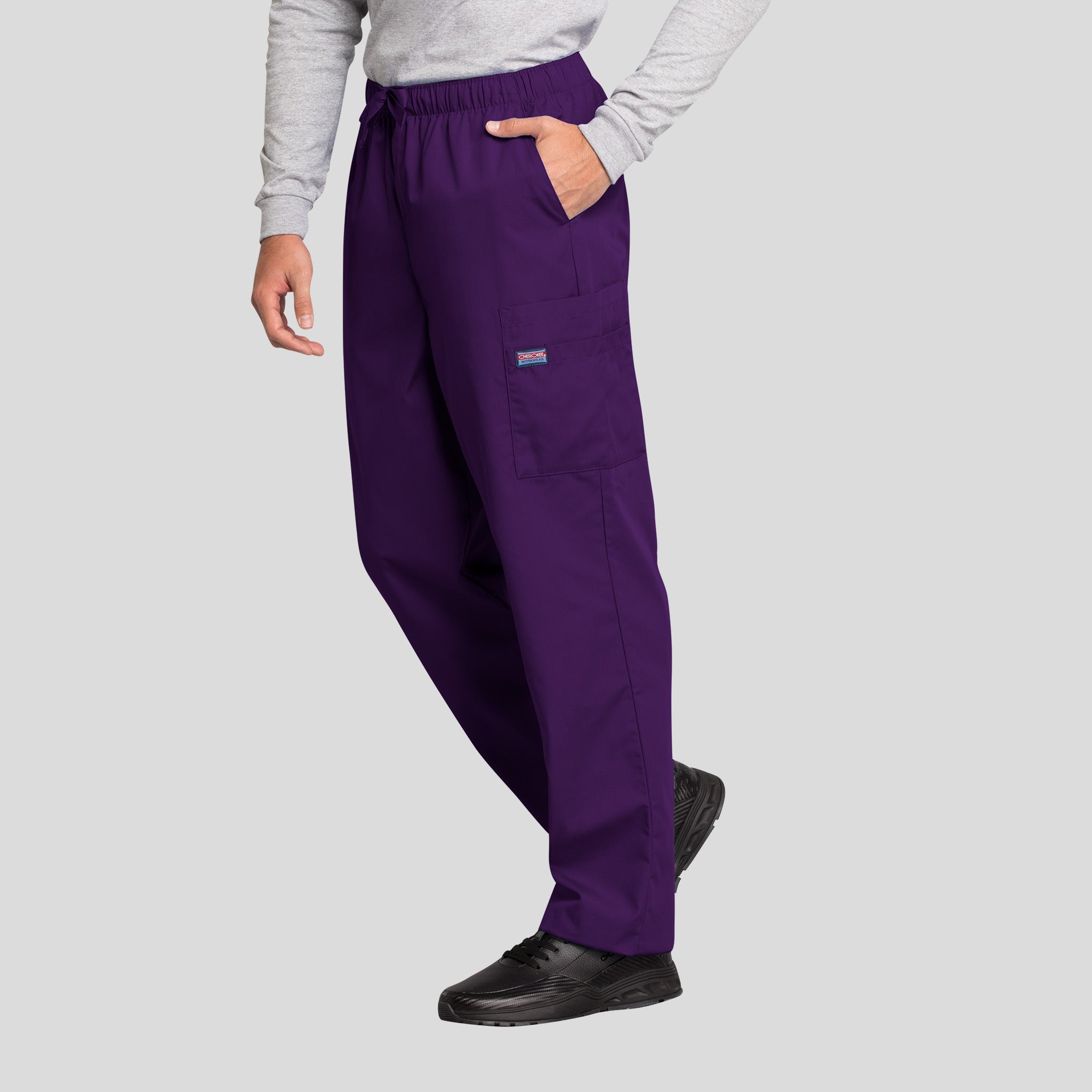 Men's Drawstring Cargo Scrub Pant | Eggplant