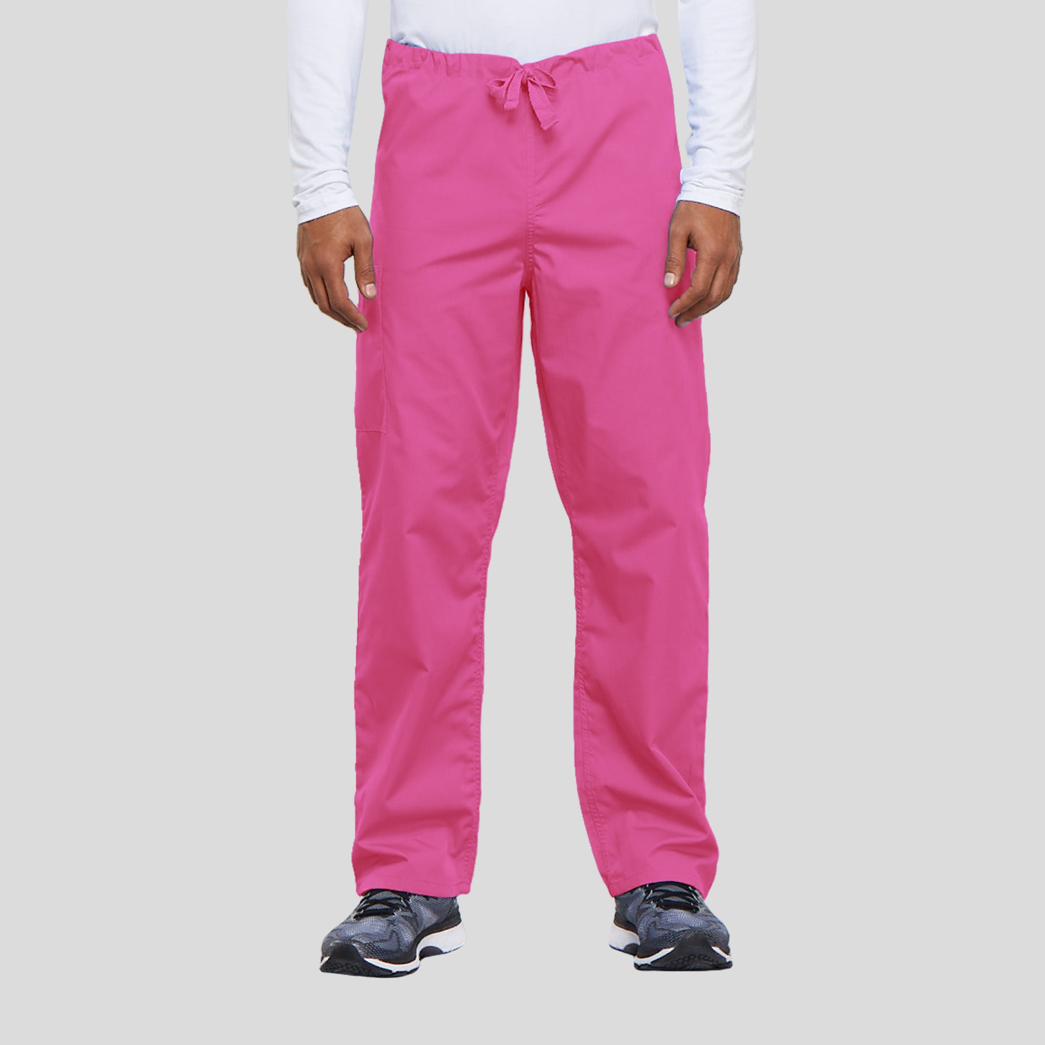 Unisex Drawstring Cargo Scrub Pant | Shocking Pink