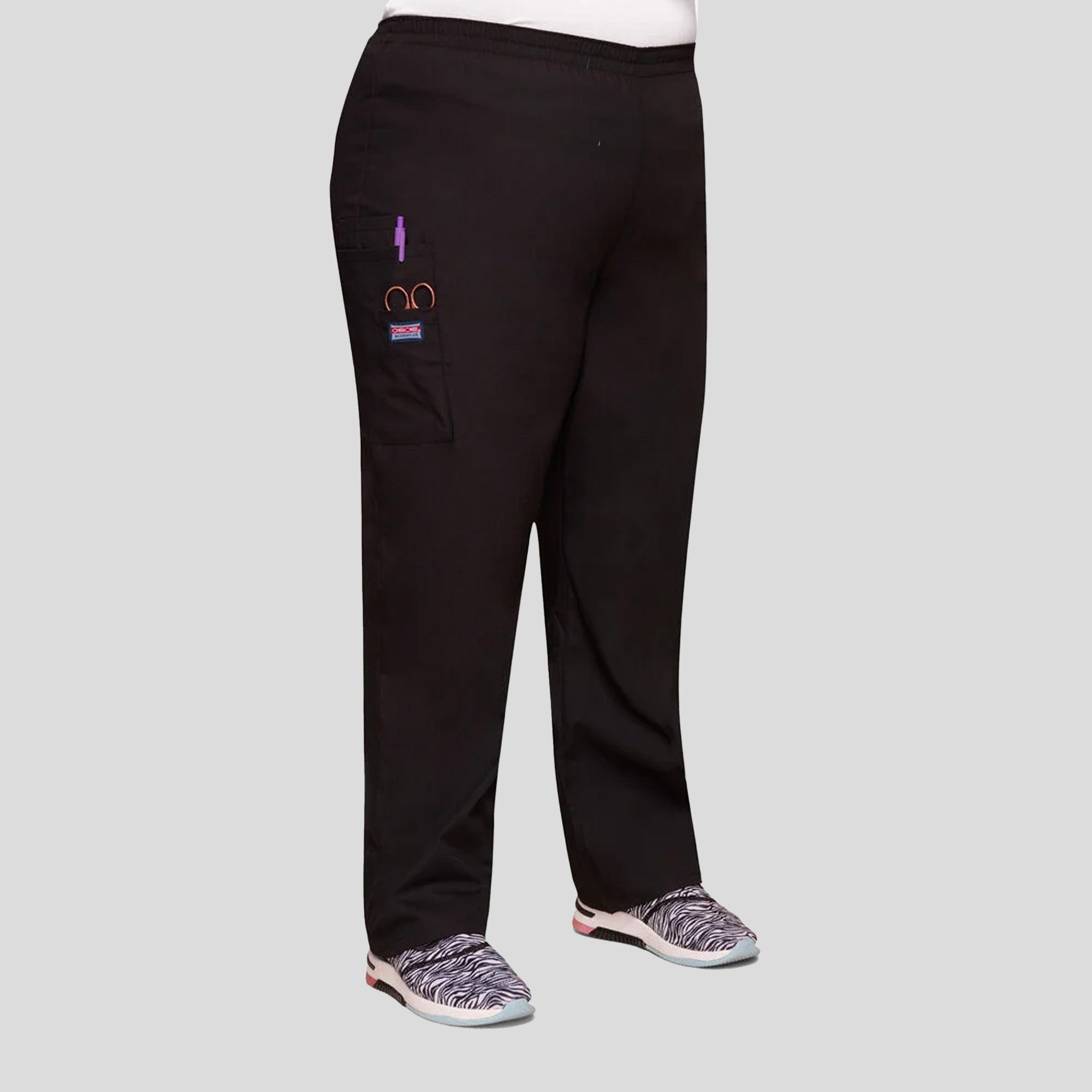 Elastic Waist Utility Scrub Pant | Black