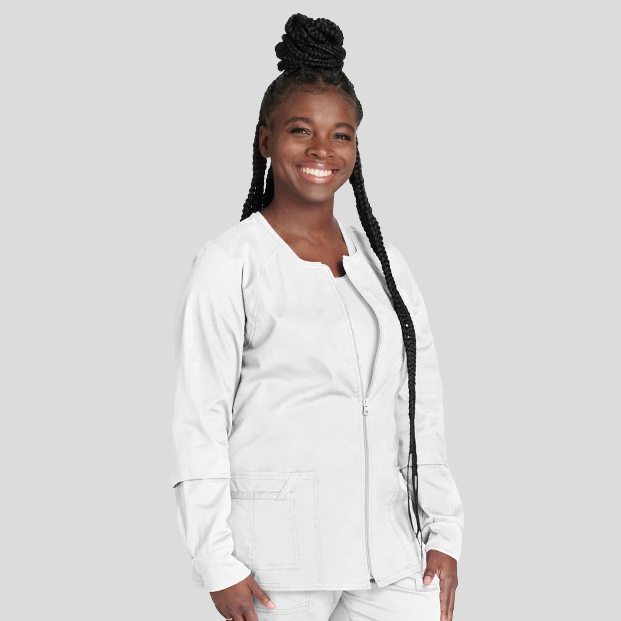Women's Zip Front Warm Up | White