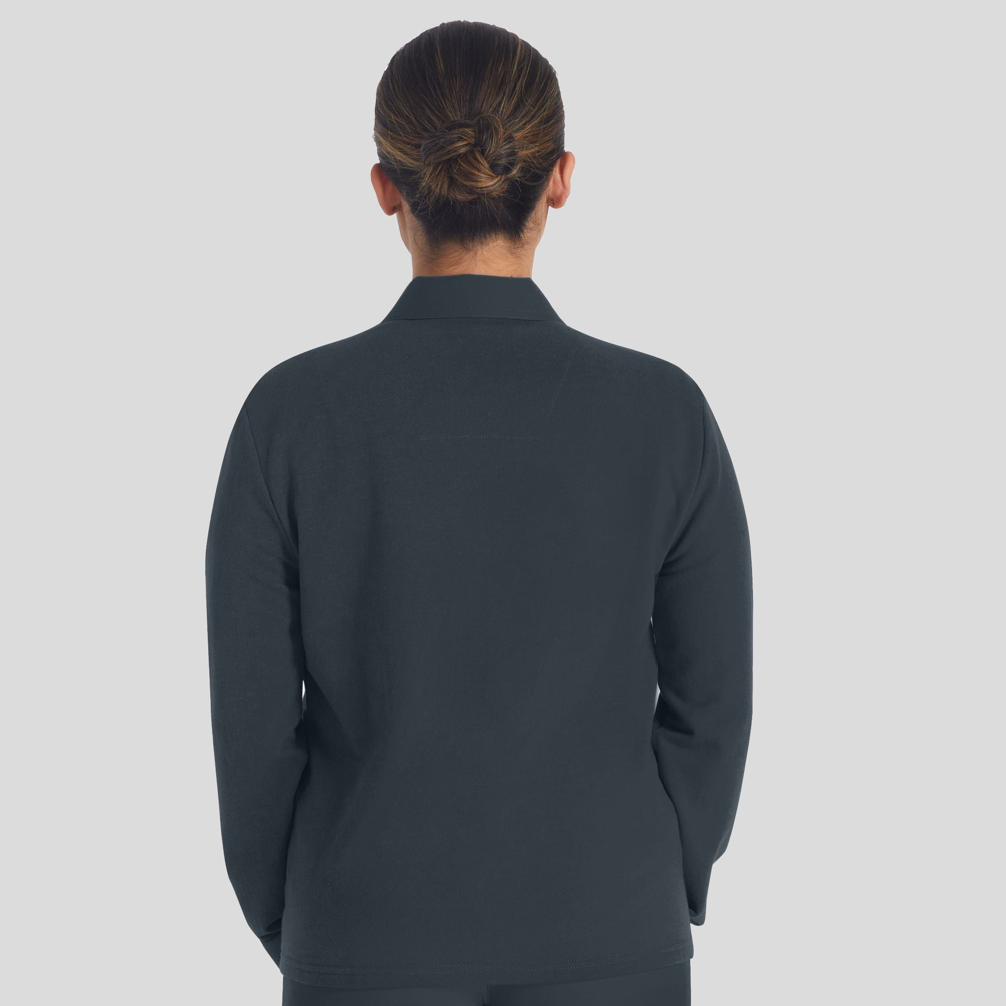 Women's Zip Front Fleece Scrub Jacket | Pewter