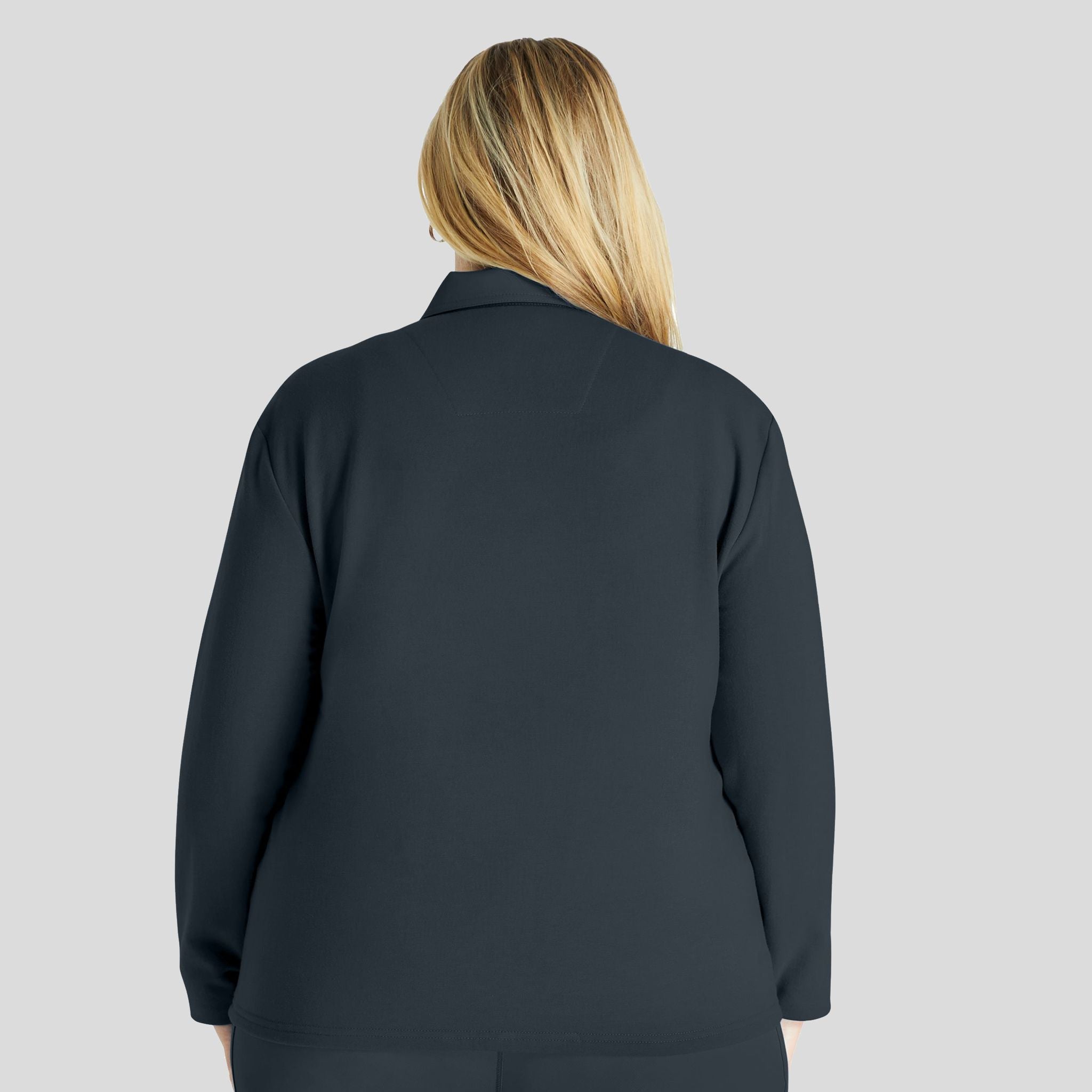 Women's Zip Front Fleece Scrub Jacket | Pewter
