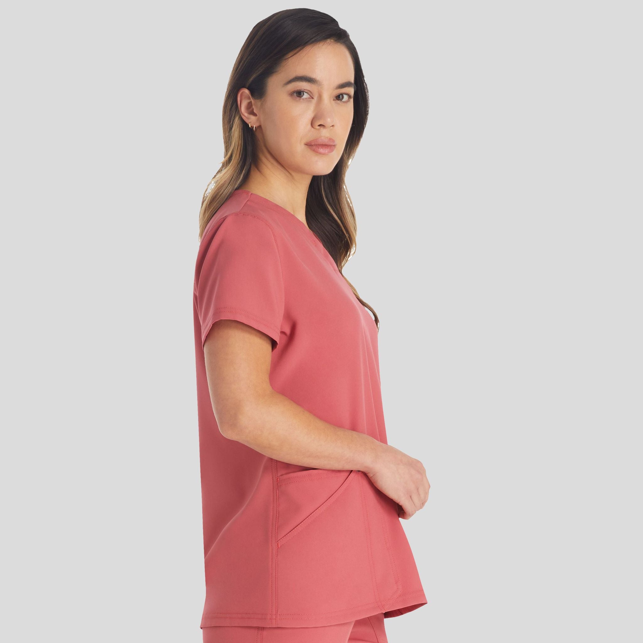Women's V-Neck Scrub Top | Red Clay