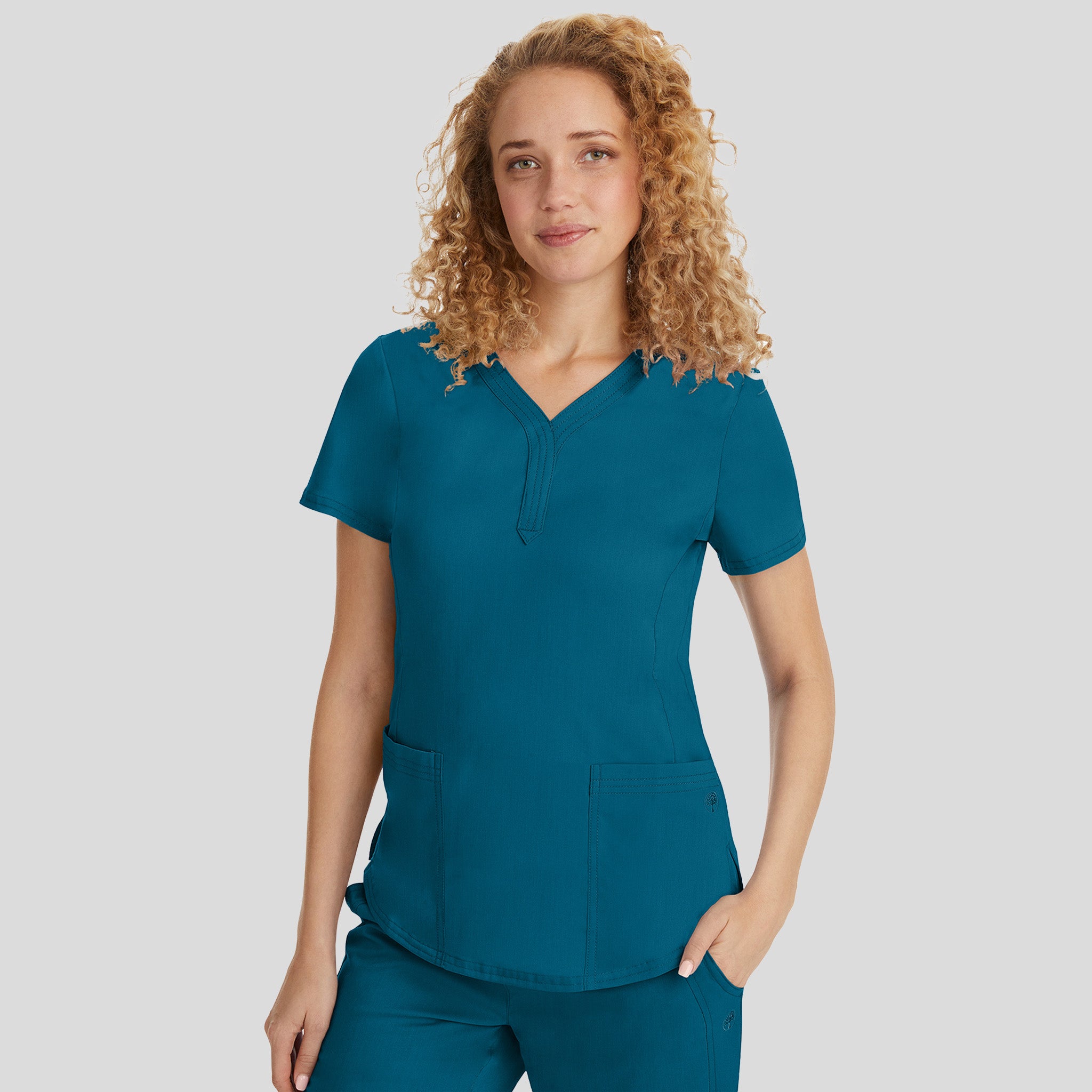 Jane Y-Neck Scrub Top | Caribbean