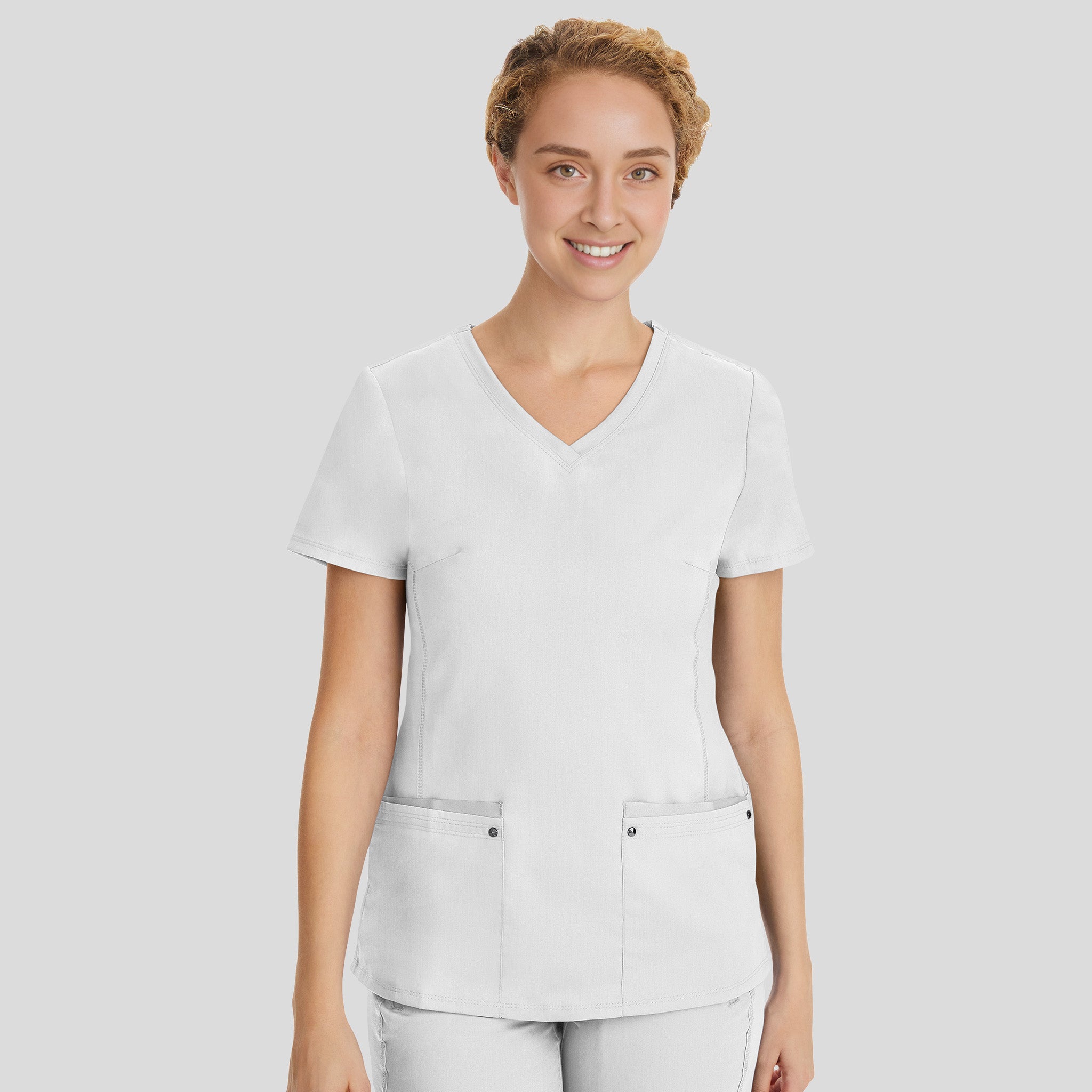 Juliet V-Neck Yoga Scrub Top | White