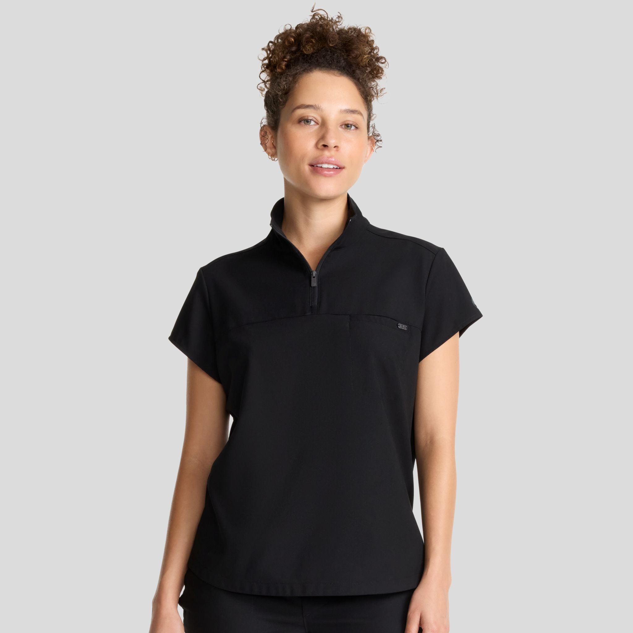 Women's Bella Quarter Zip Scrub Top | Black