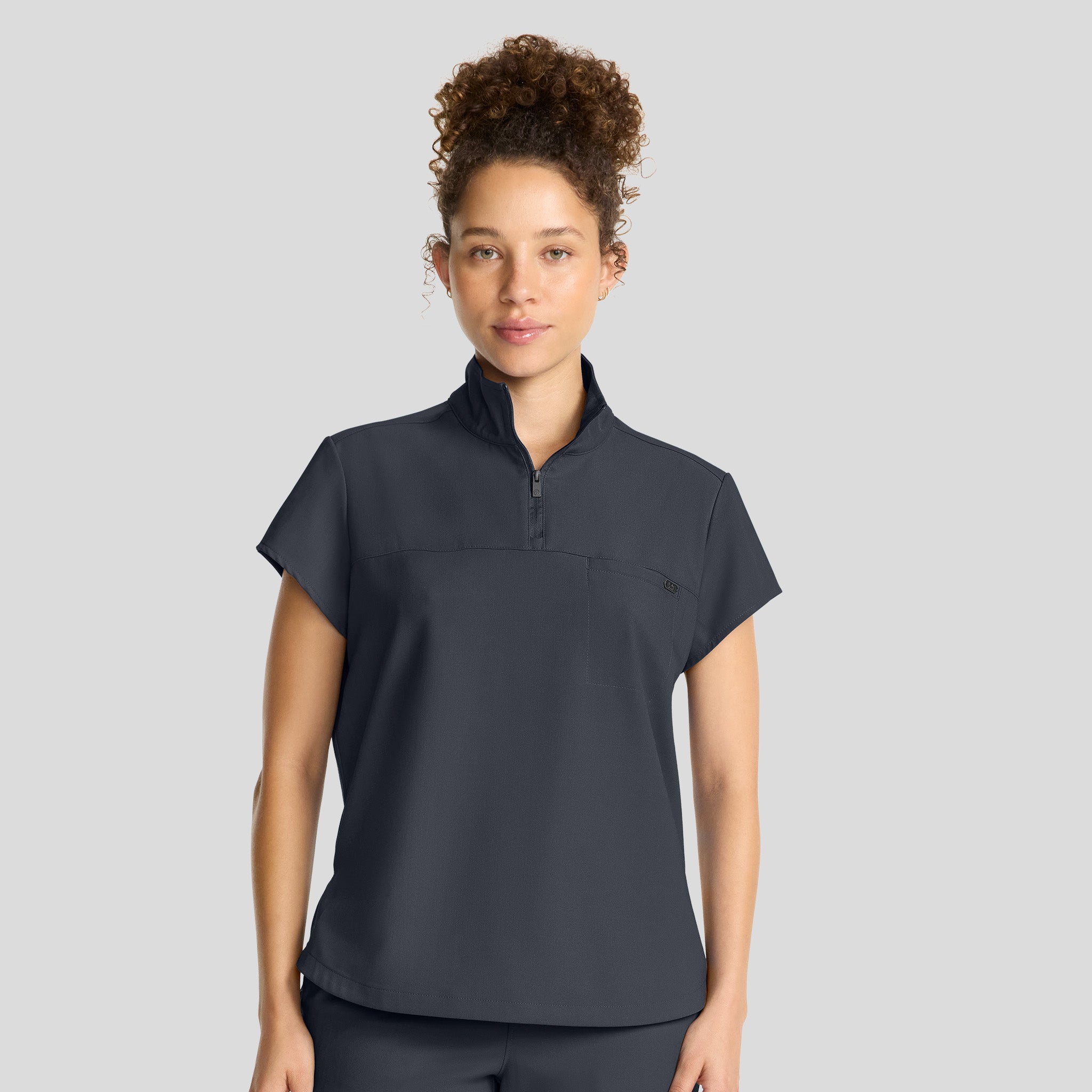 Women's Bella Quarter Zip Scrub Top | Pewter