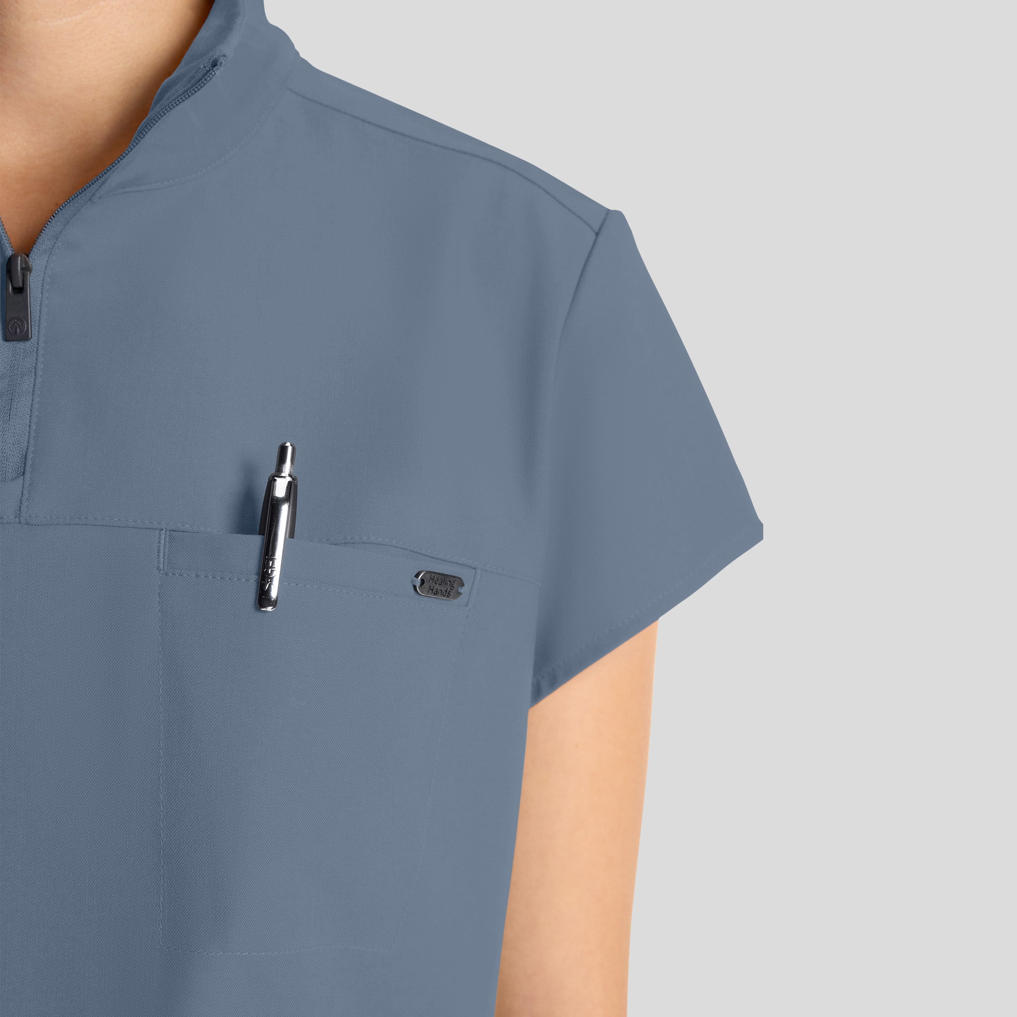 Women's Bella Quarter Zip Scrub Top | Twilight Blue