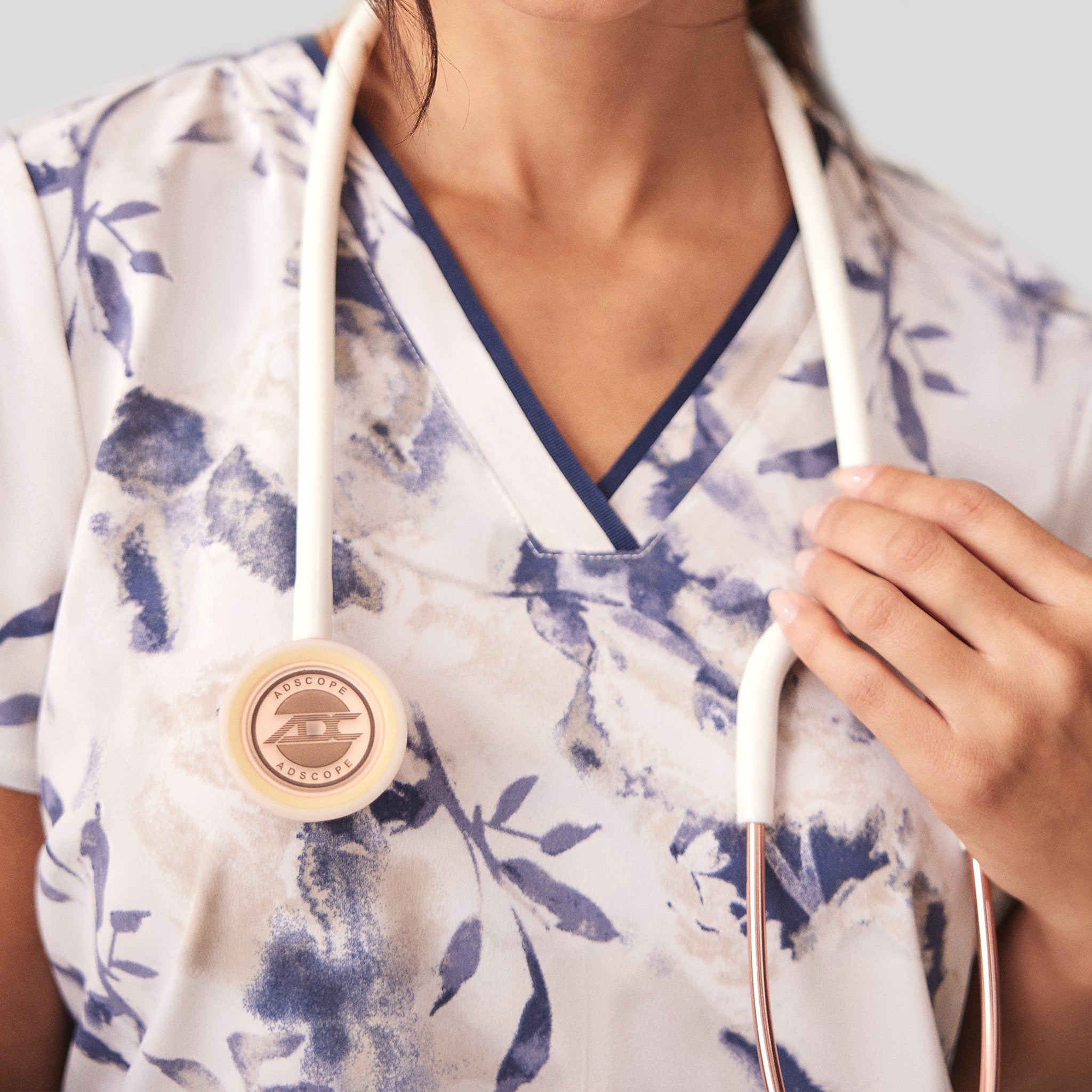 Amanda Watercolor Botanical Print Scrub Top