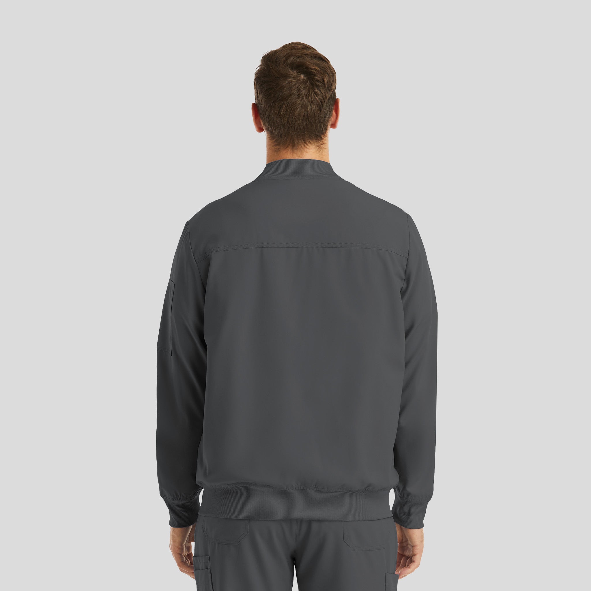 Menβs Full Zip Bomber Jacket | Pewter