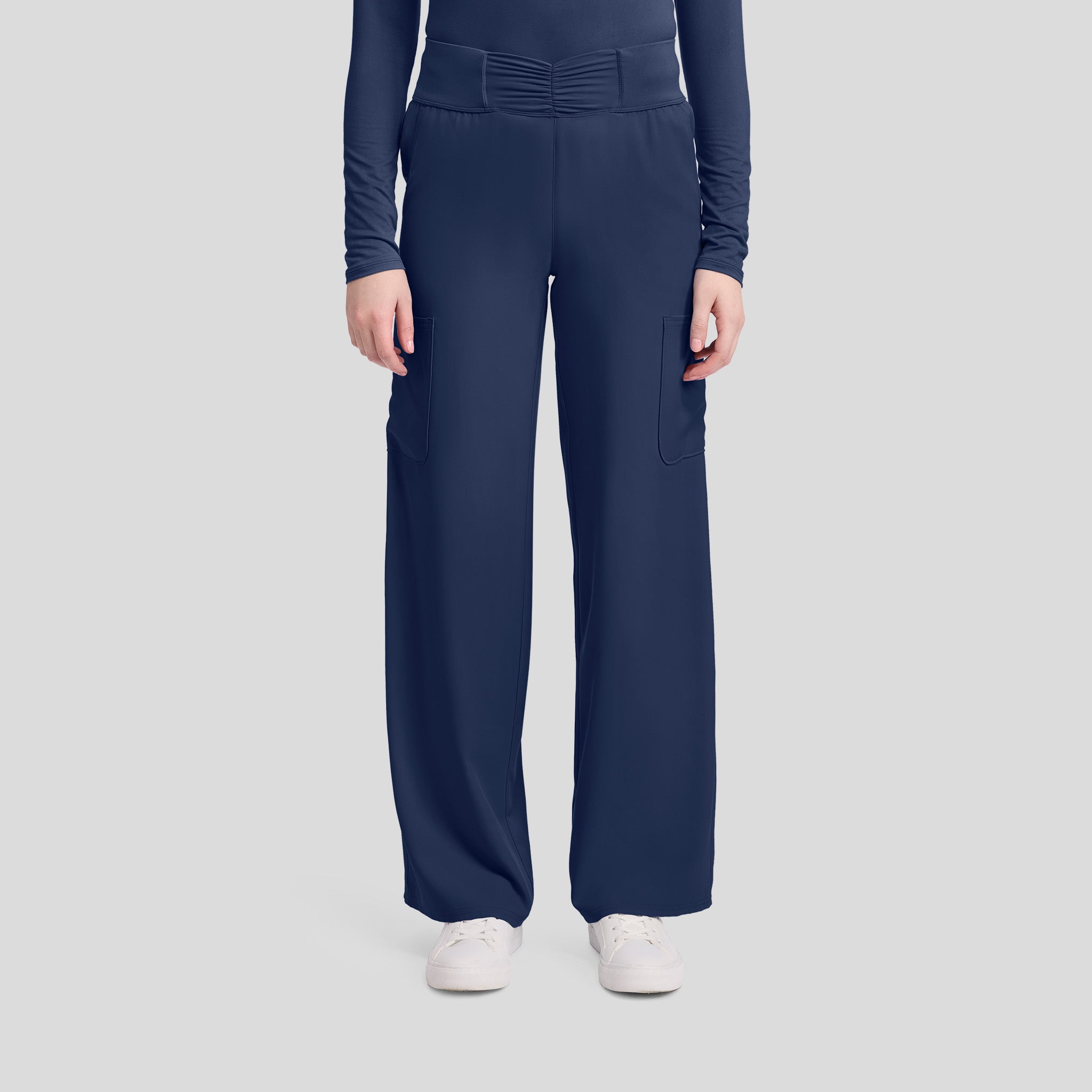 5-Pocket Ruched Wide Leg Scrub Pant | Navy