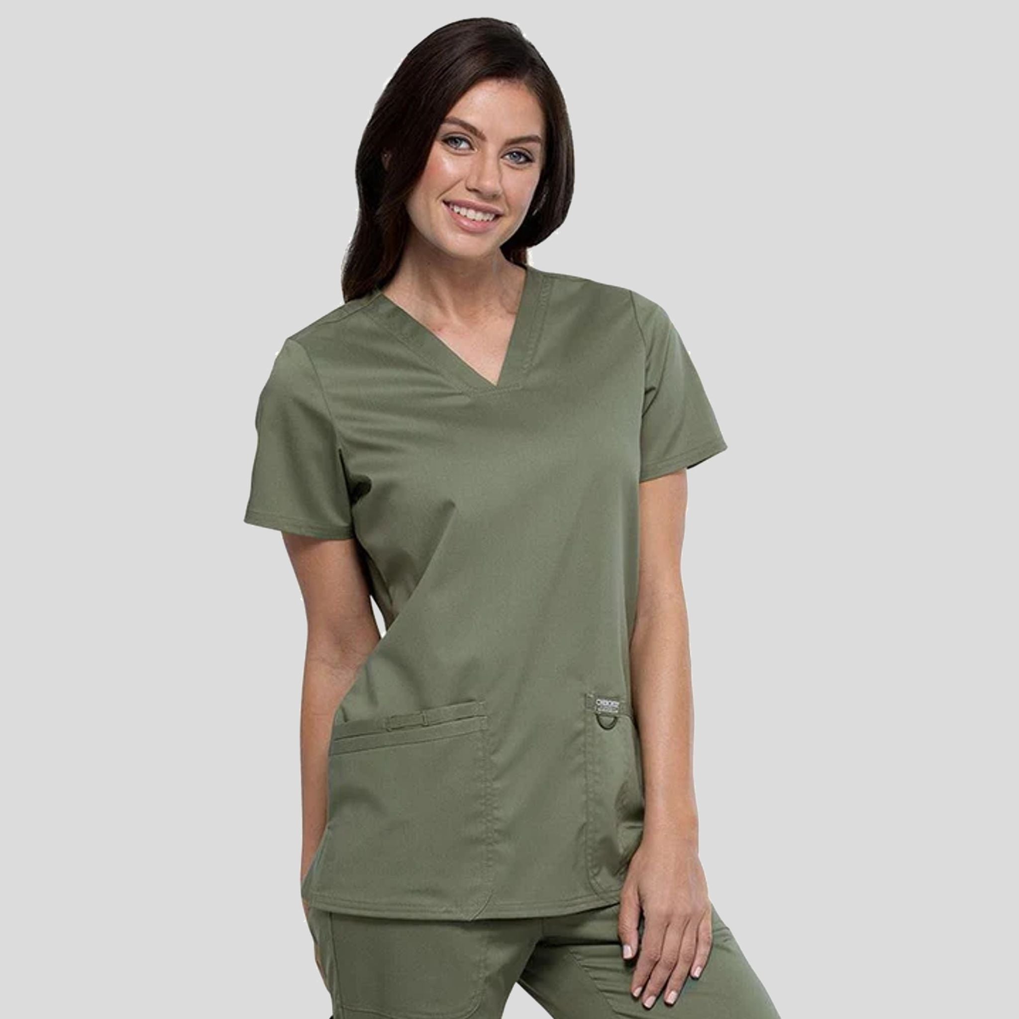 Women's V-Neck Solid Scrub Top | Olive