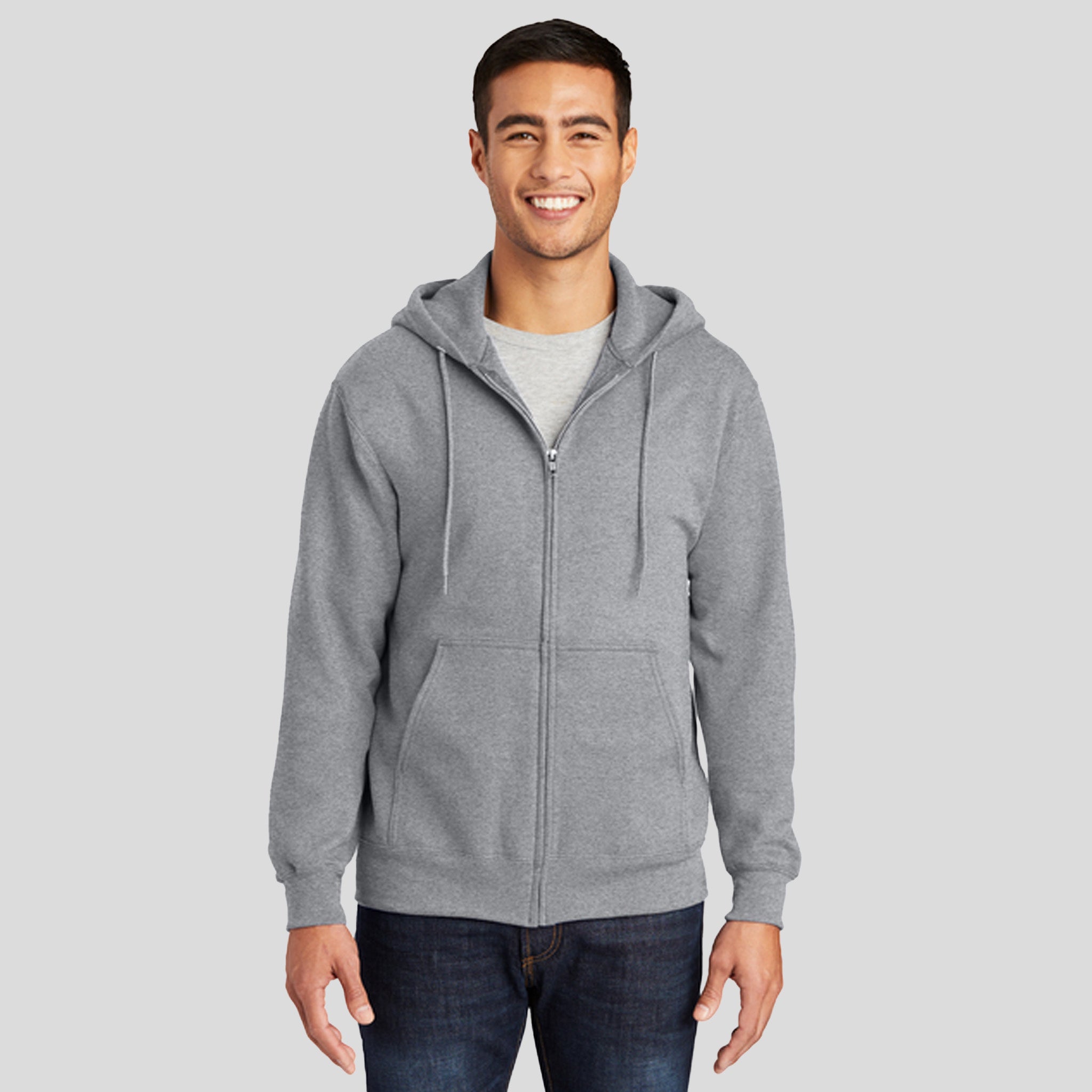 Essential Fleece Full-Zip Hooded Sweatshirt | Athletic Heather