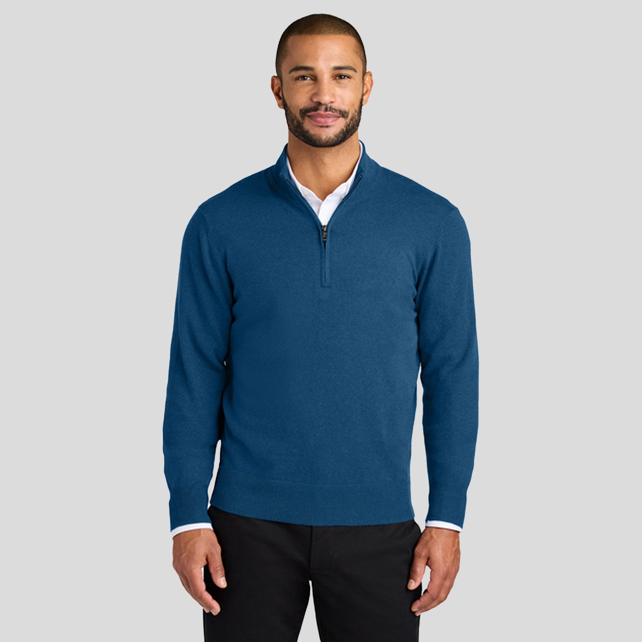 Easy Care 1/4-Zip Sweater | Aegean Blue Heather