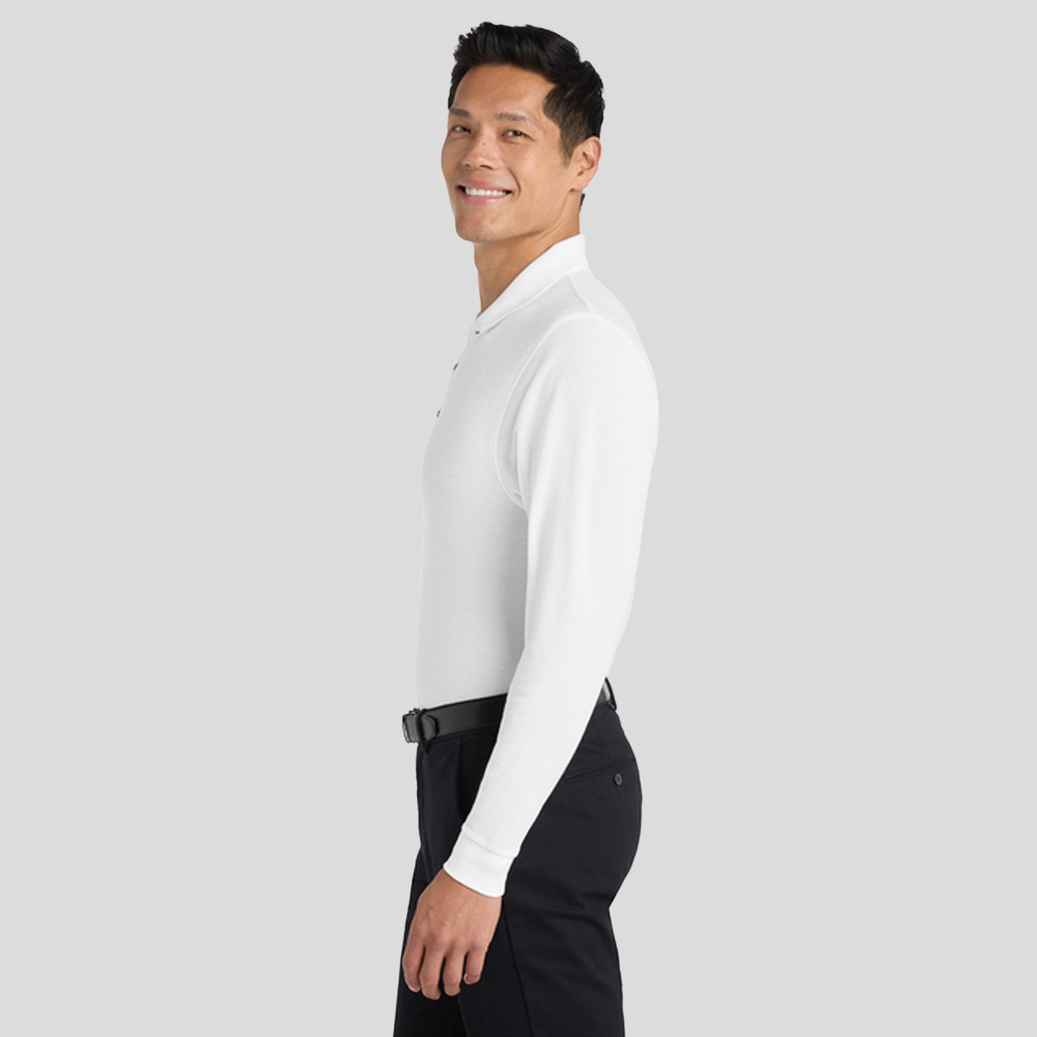 Silk Touchβ’ Long Sleeve Polo | White
