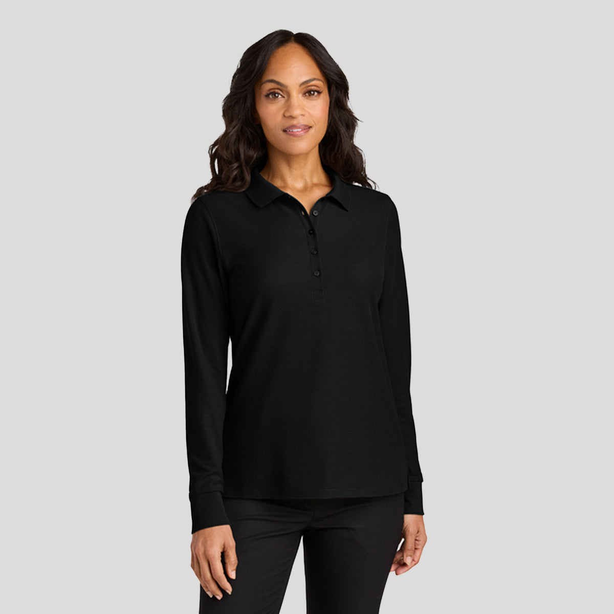 Womenβs Wearever Signature Pique Long Sleeve Polo | Deep Black