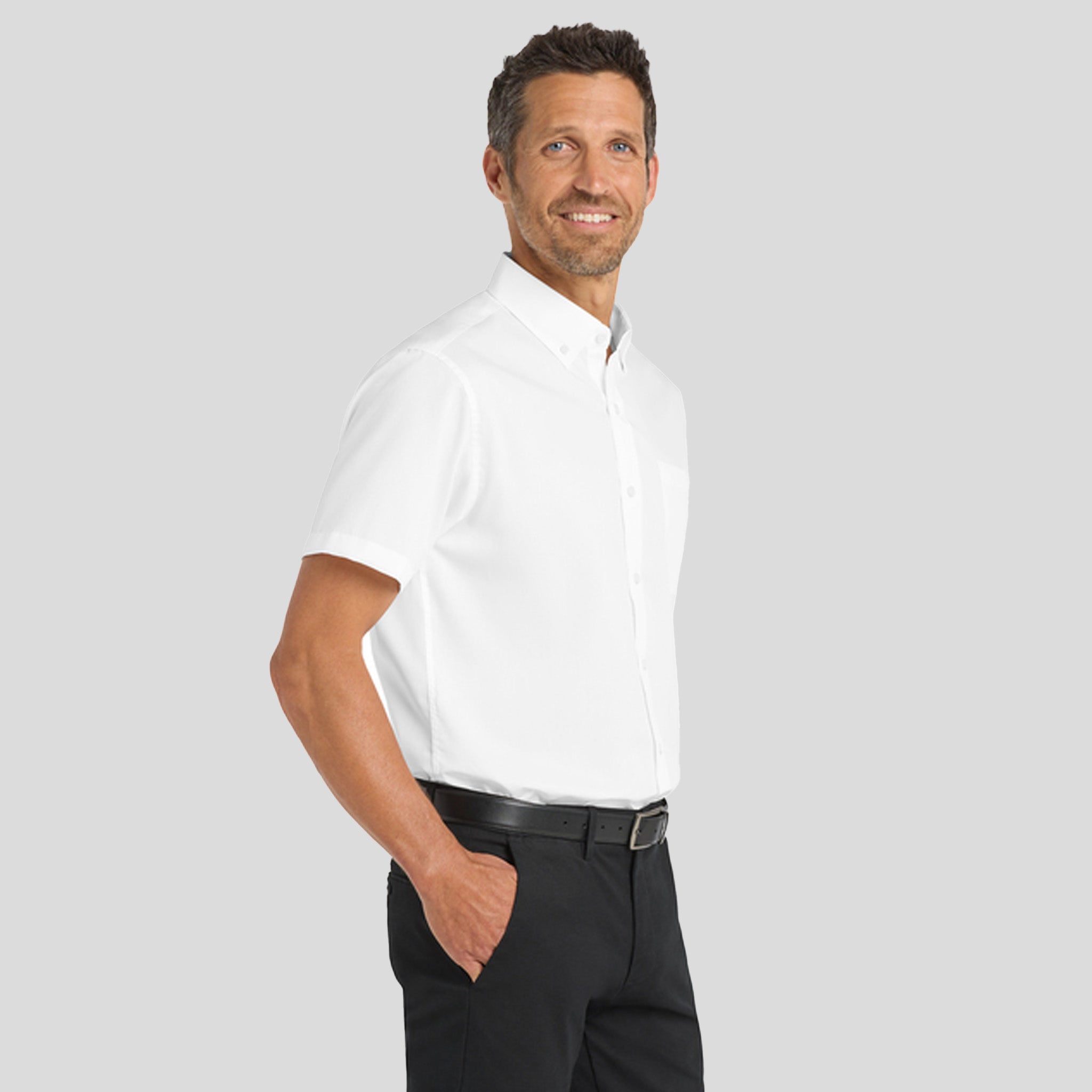 Men's Short Sleeve SuperProβ’ Twill Shirt | White
