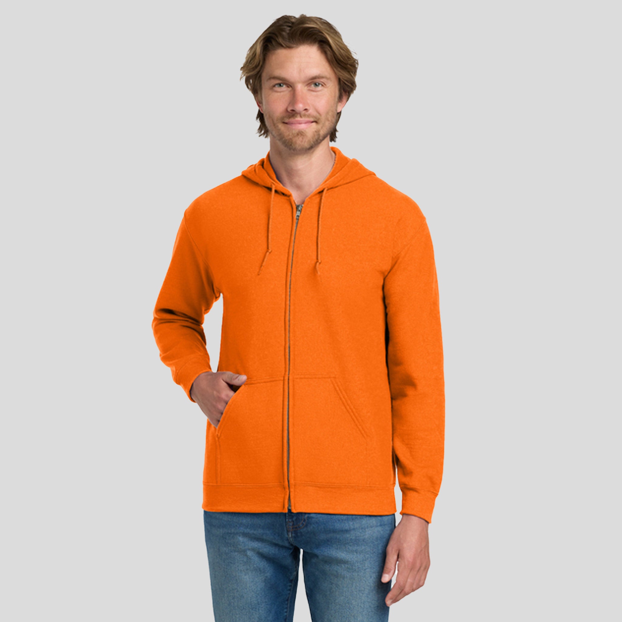 Heavy Blendβ’ Full-Zip Hooded Sweatshirt | Safety Orange