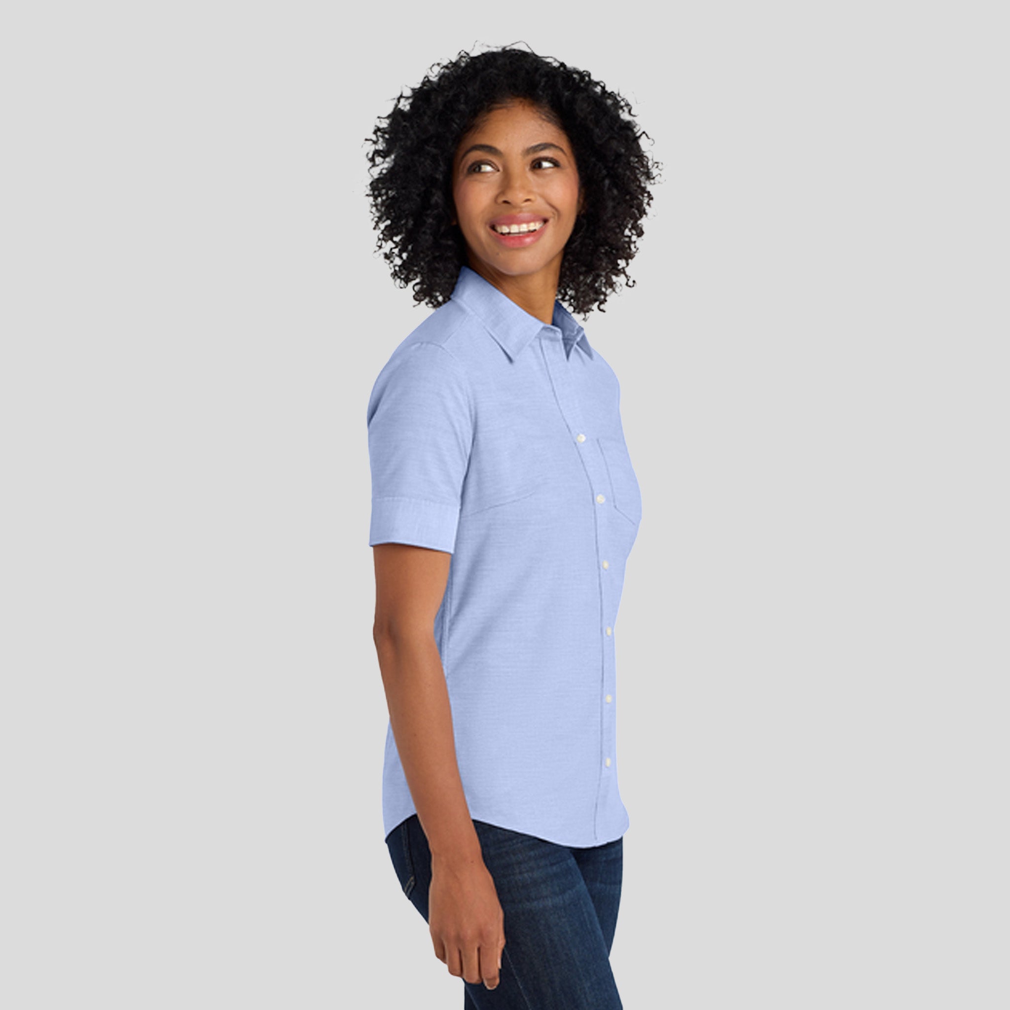 Women's Short Sleeve SuperProβ’ Oxford Shirt | Oxford Blue
