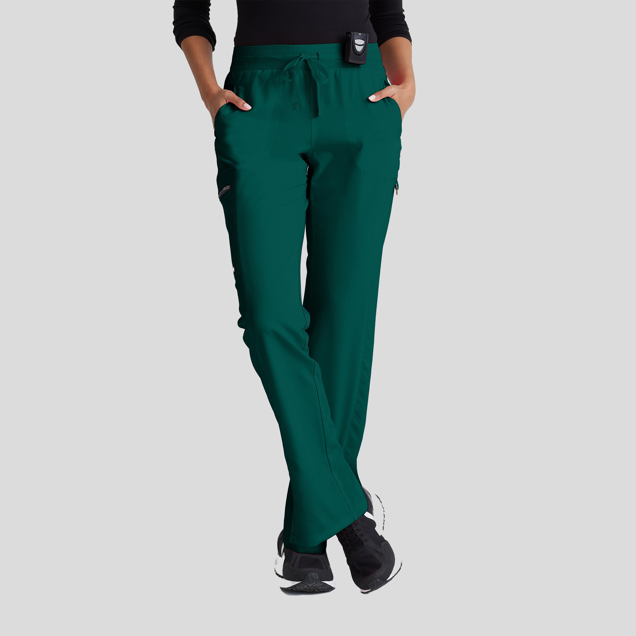 Kim 3-Pocket Mid-Rise Straight Leg Scrub Pant | Hunter