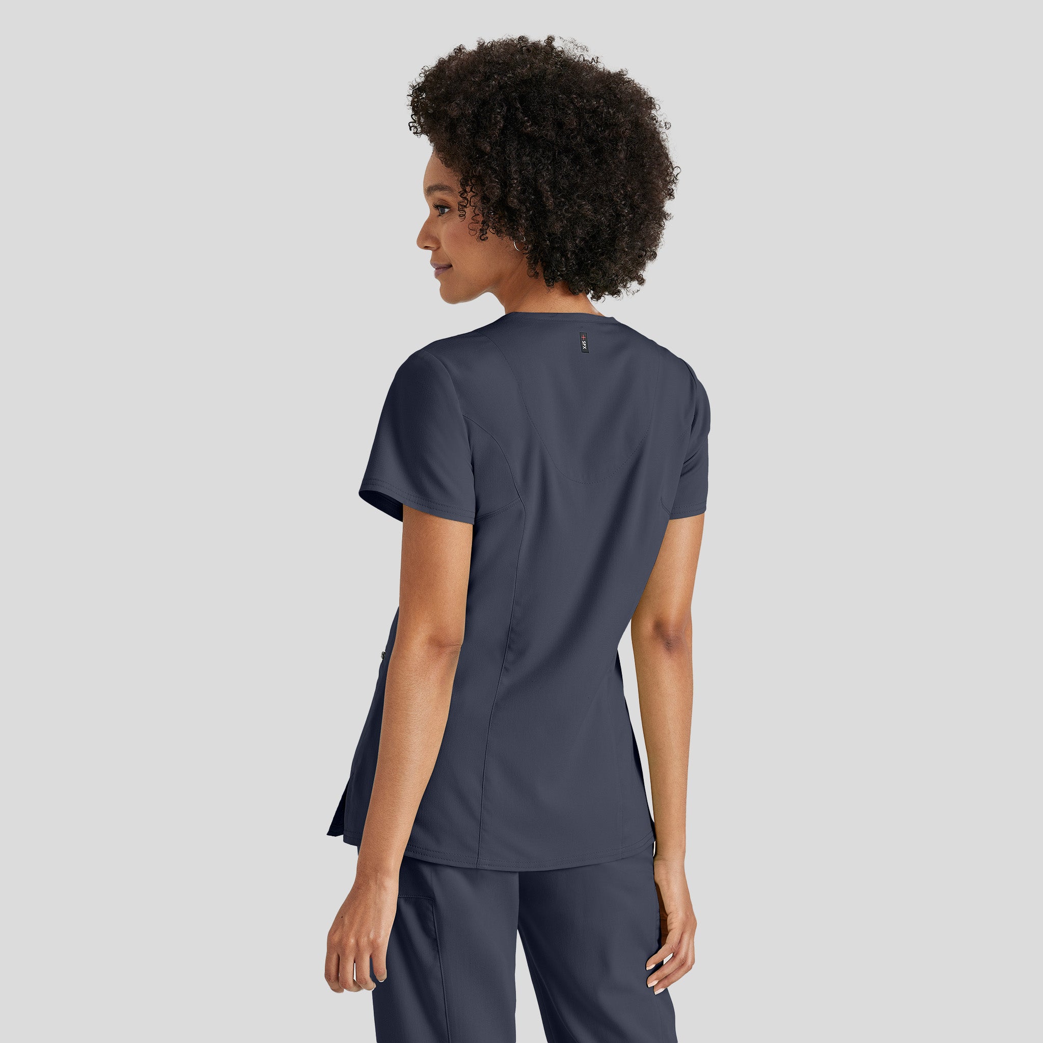 Kim 3-Pocket Crossover V-Neck Scrub Top | Steel