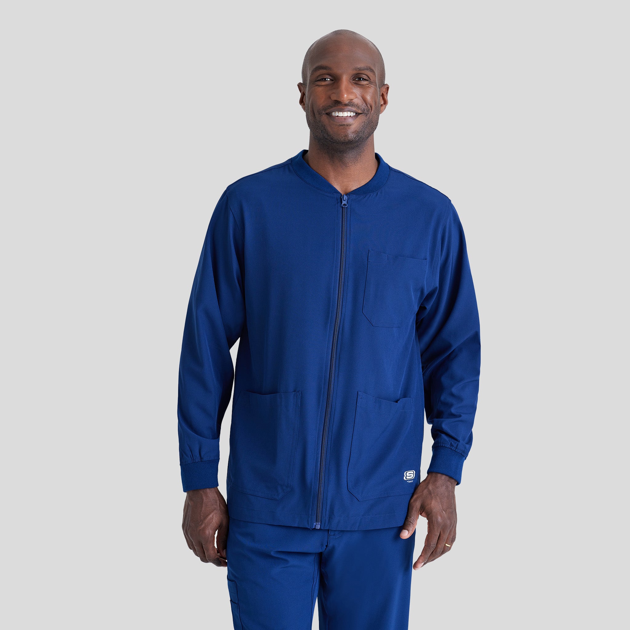 Men's Structure 3-Pocket Crewneck Warmup Scrub Jacket | Navy