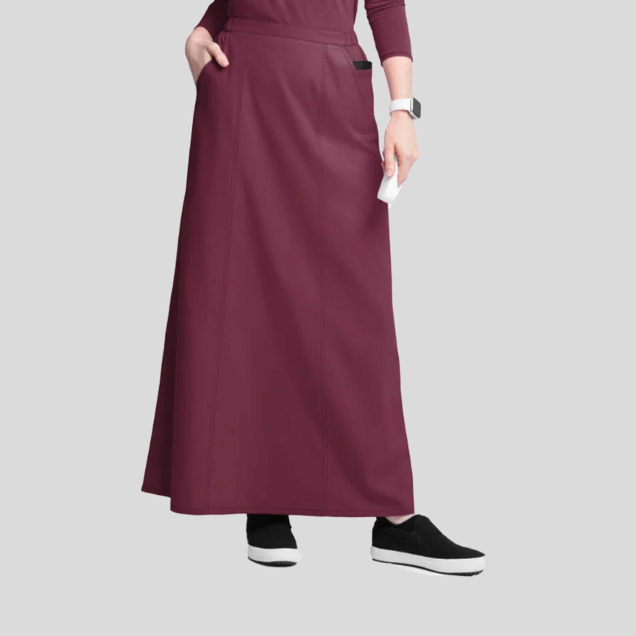 4-Pocket Gored Ankle-length Skirt | Wine
