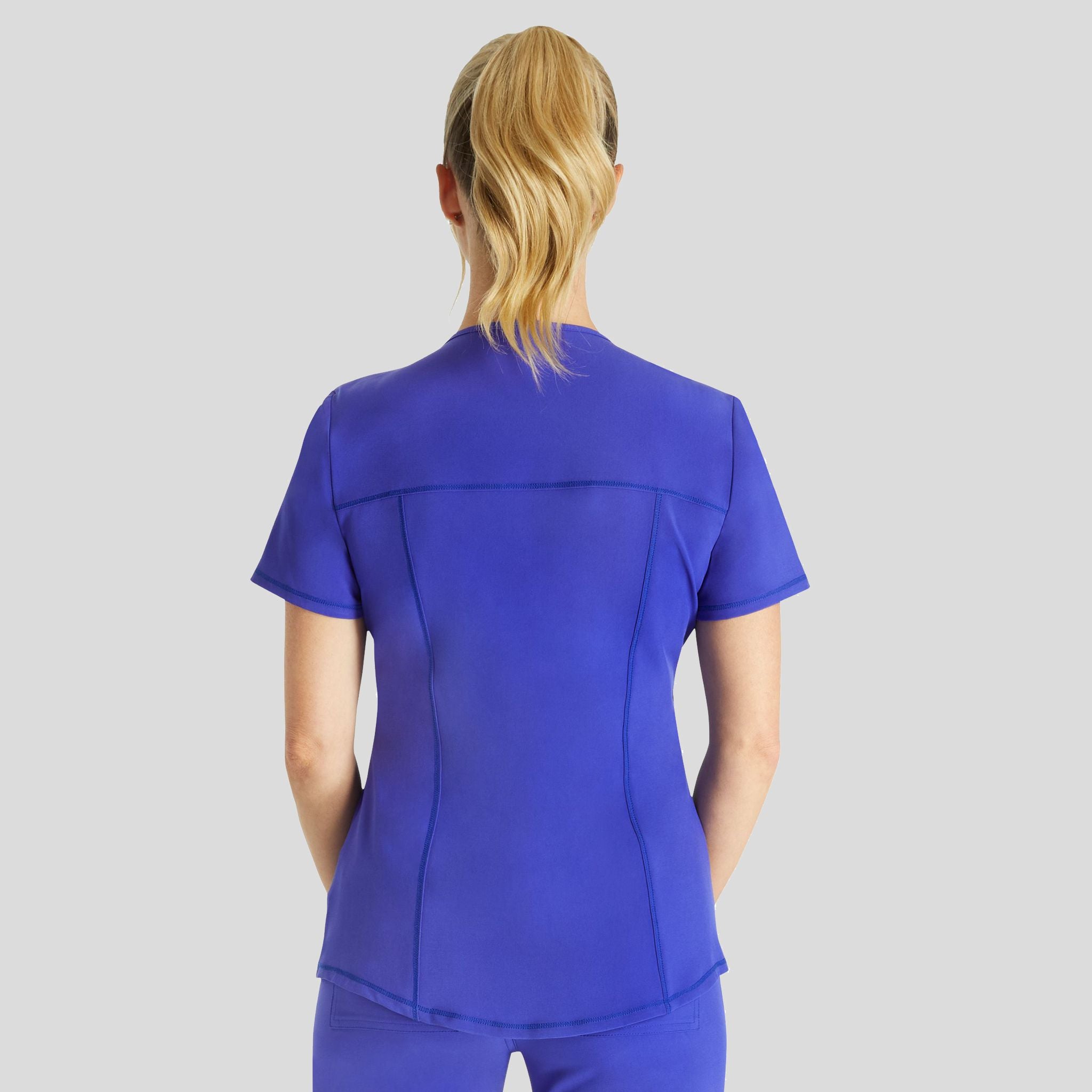 V-Neck Top With Badge Loop | Glacier Pearl