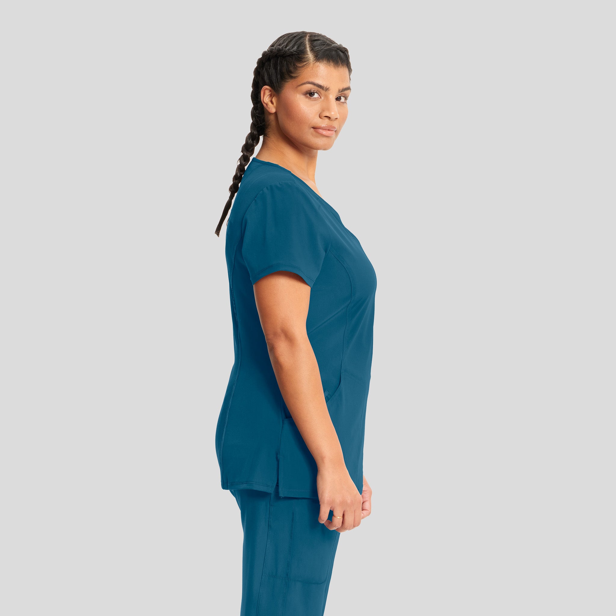 Infinity Mock Wrap Solid Scrub Top | Caribbean