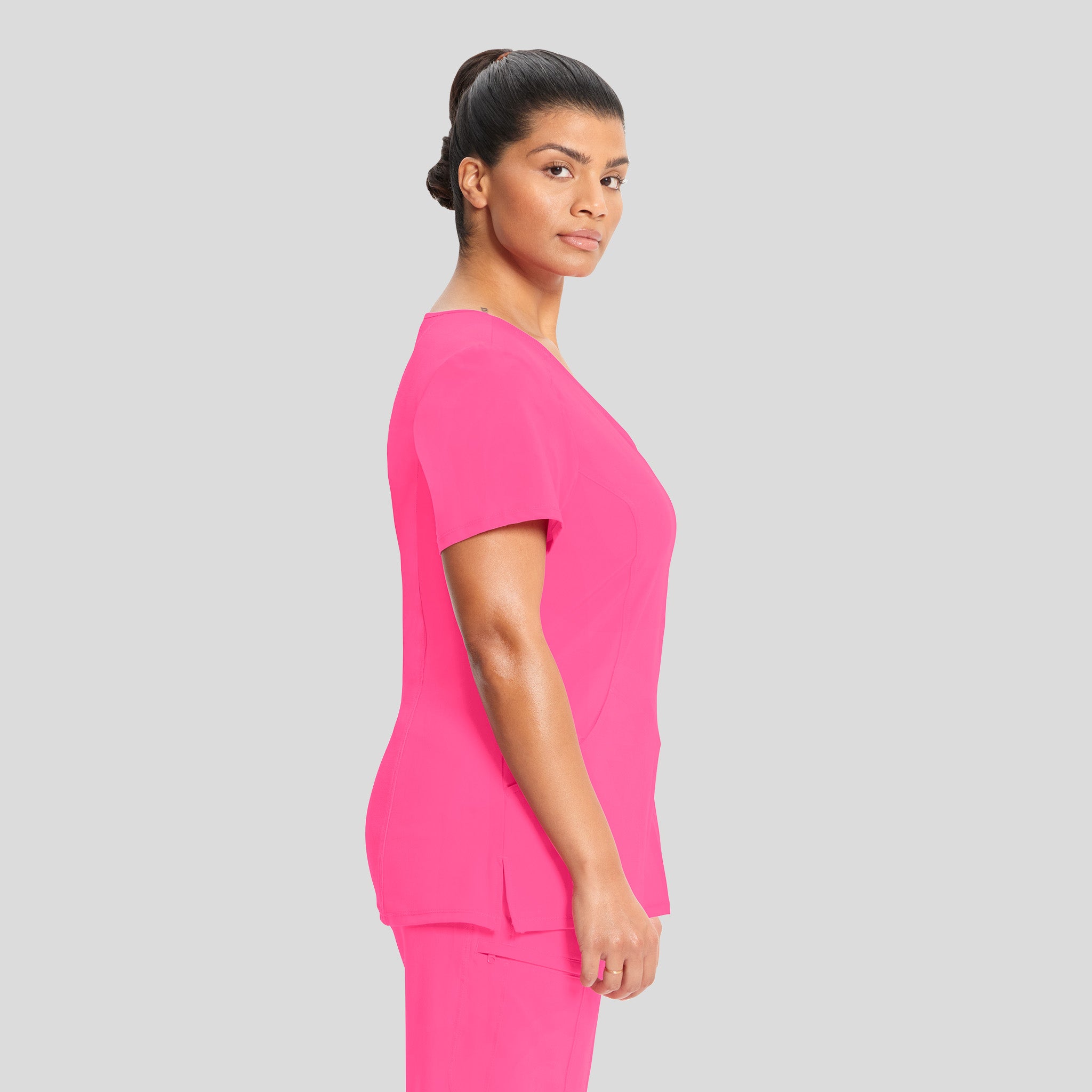 Infinity Mock Wrap Solid Scrub Top | Pink