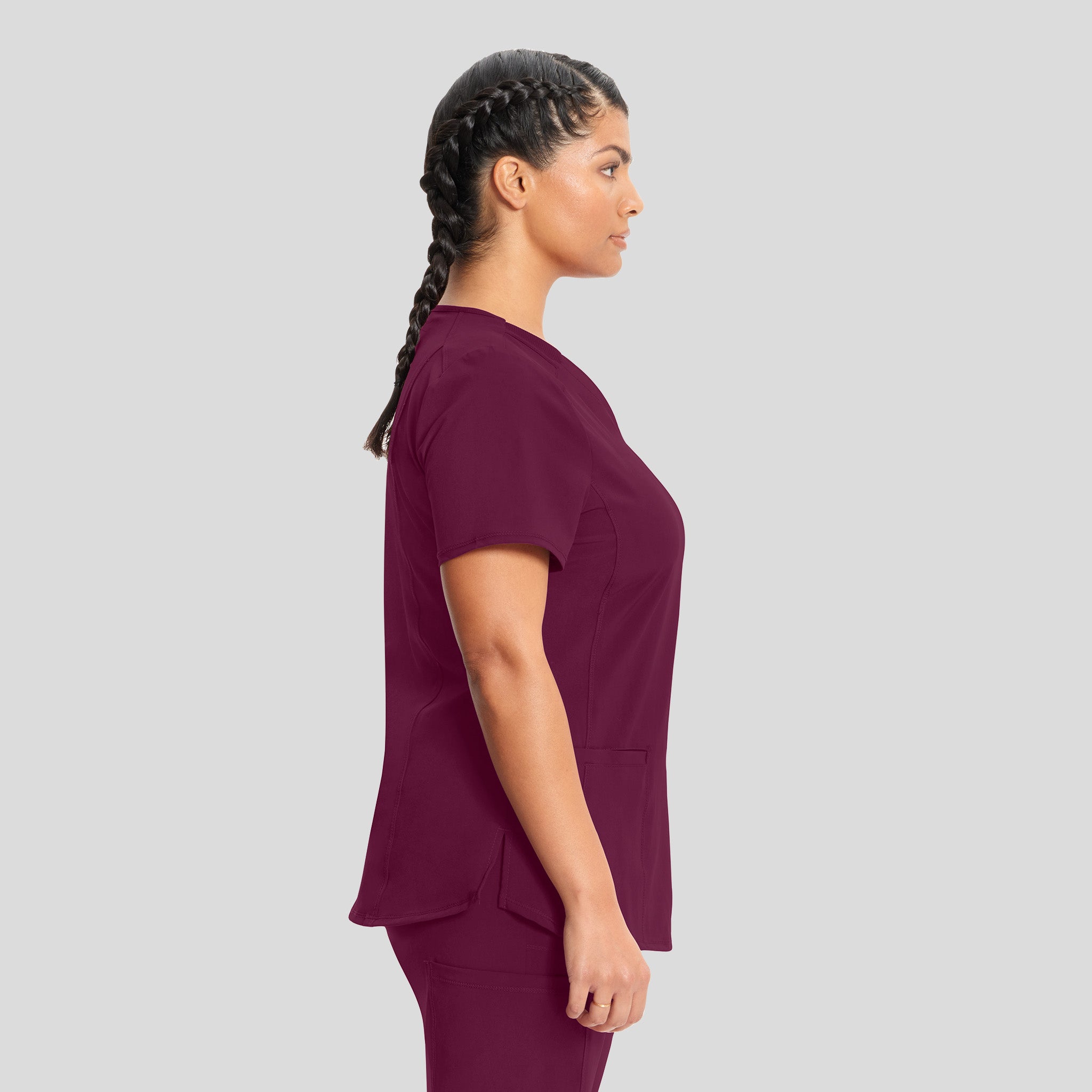 Infinity V-Neck Solid Scrub Top | Wine