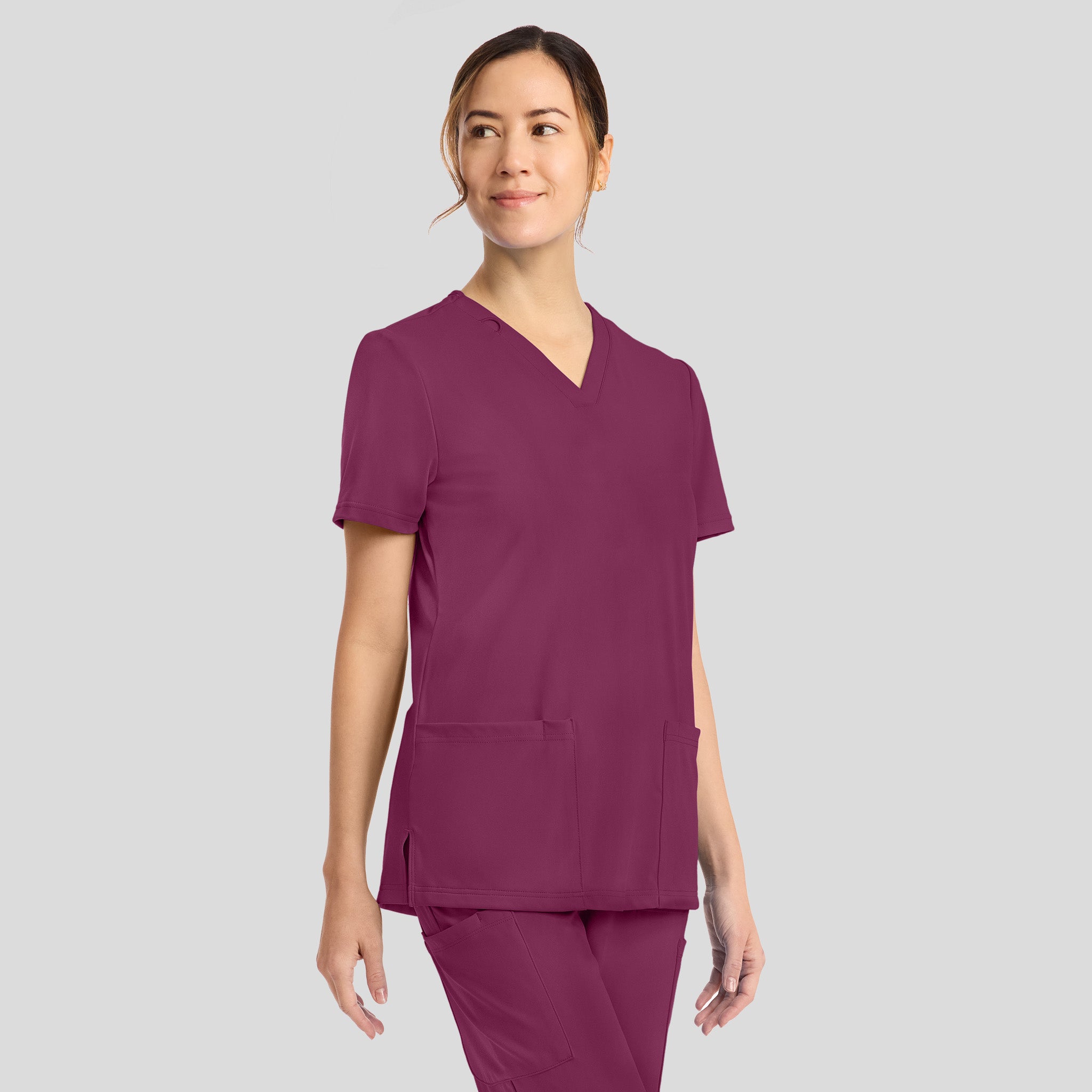 Achieve 2-Pocket Scrub Top | Wine