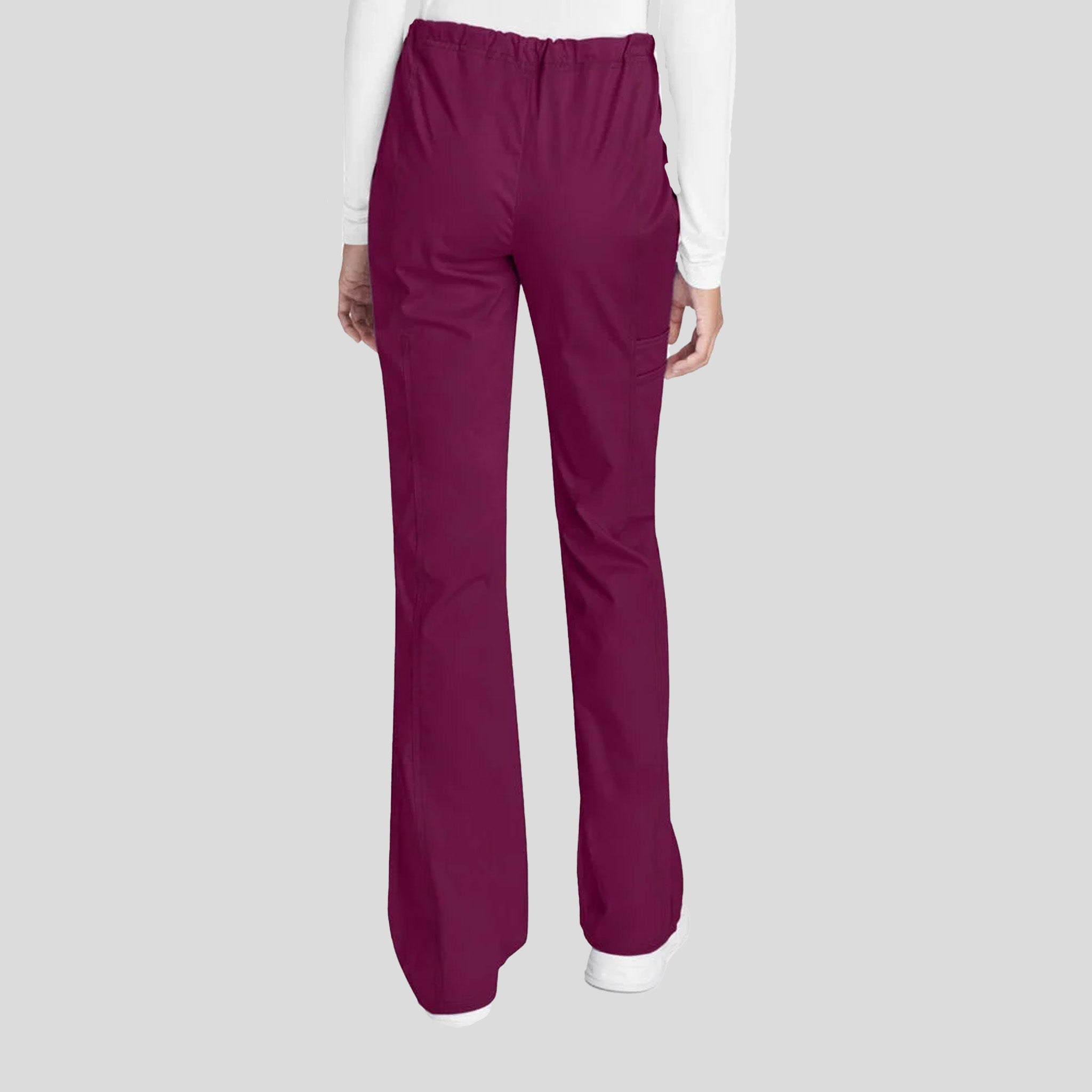 Flare Leg Drawstring Scrub Pant | Wine