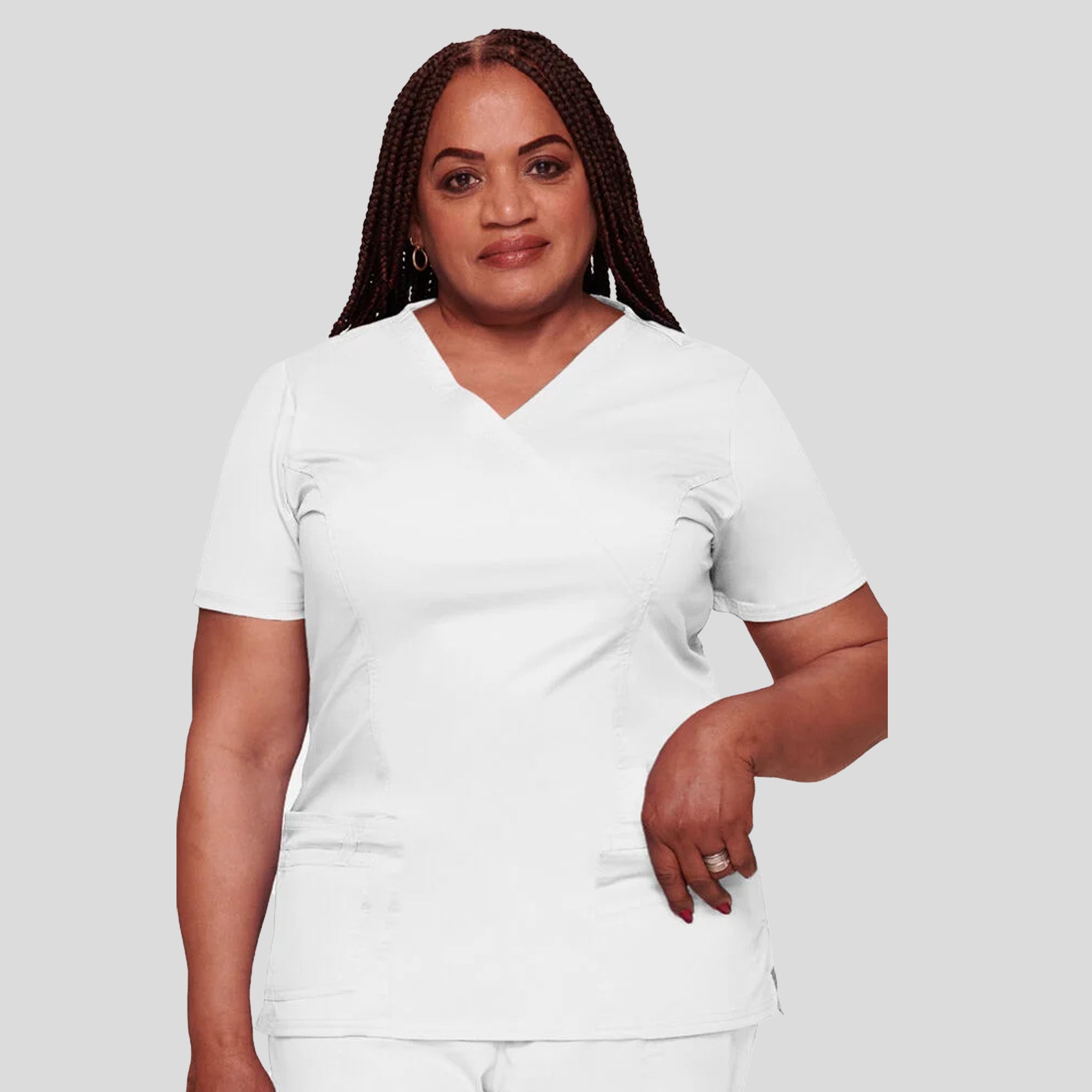 Women's Mock Wrap Princess Seam | White