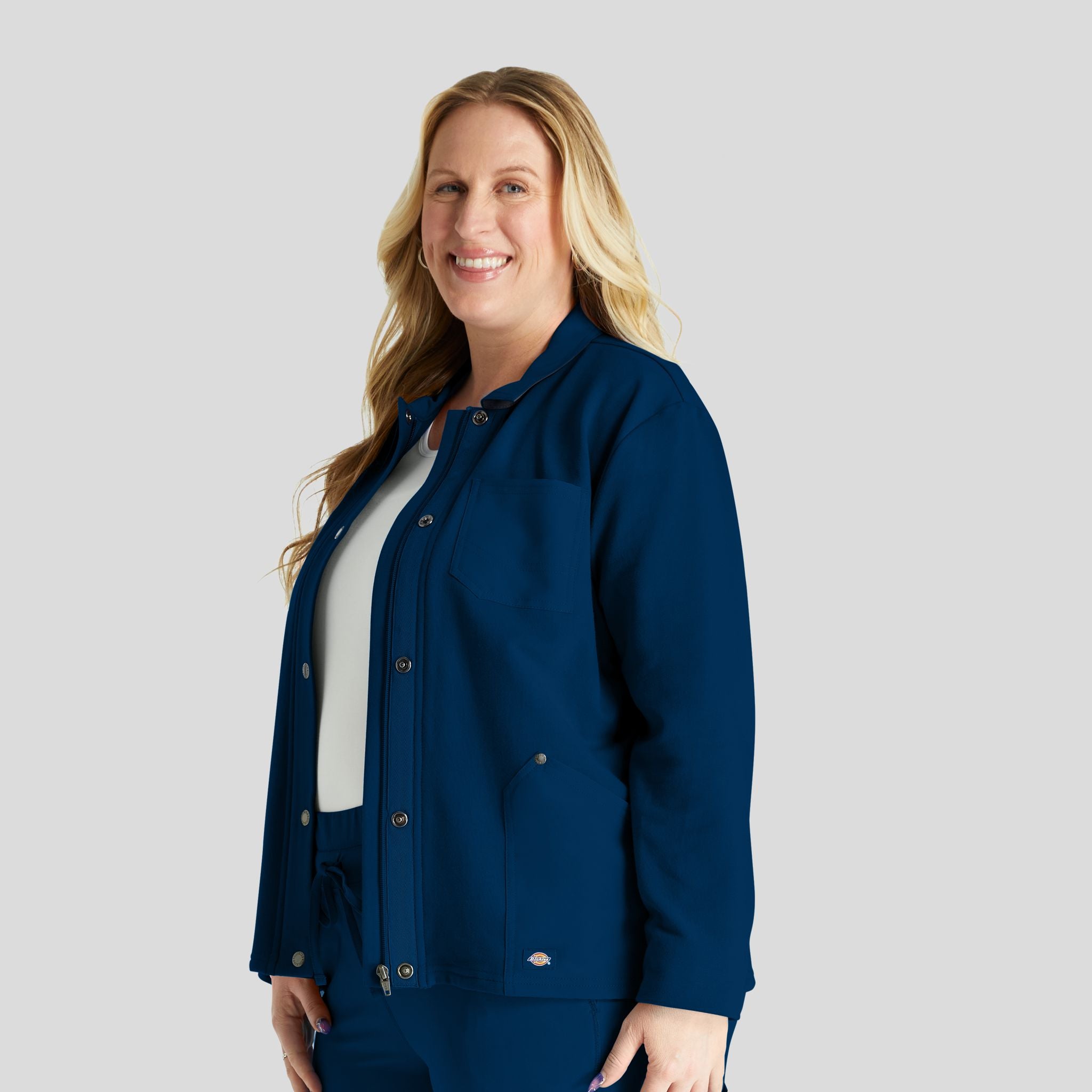 Women's Zip Front Fleece Scrub Jacket | Navy