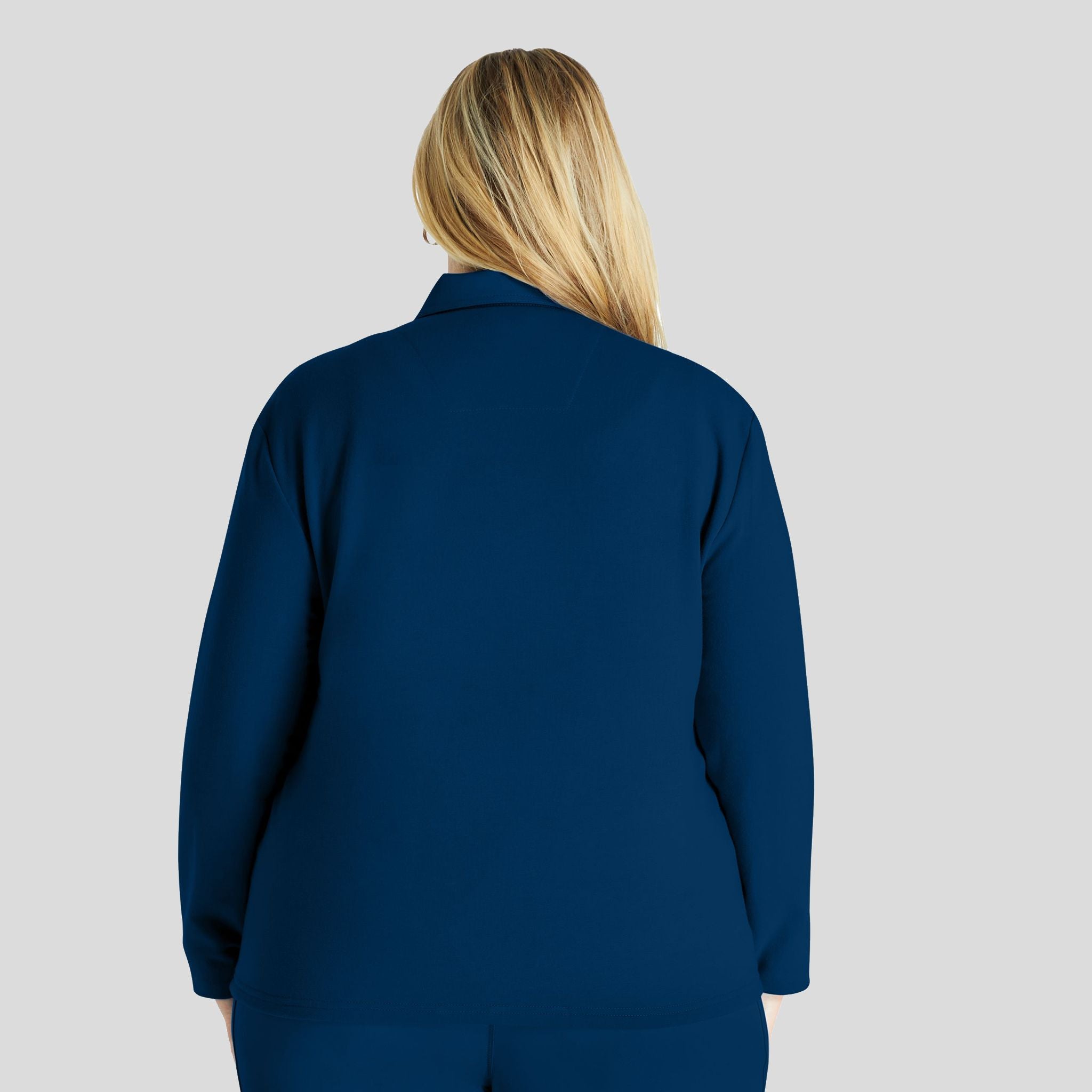 Women's Zip Front Fleece Scrub Jacket | Navy