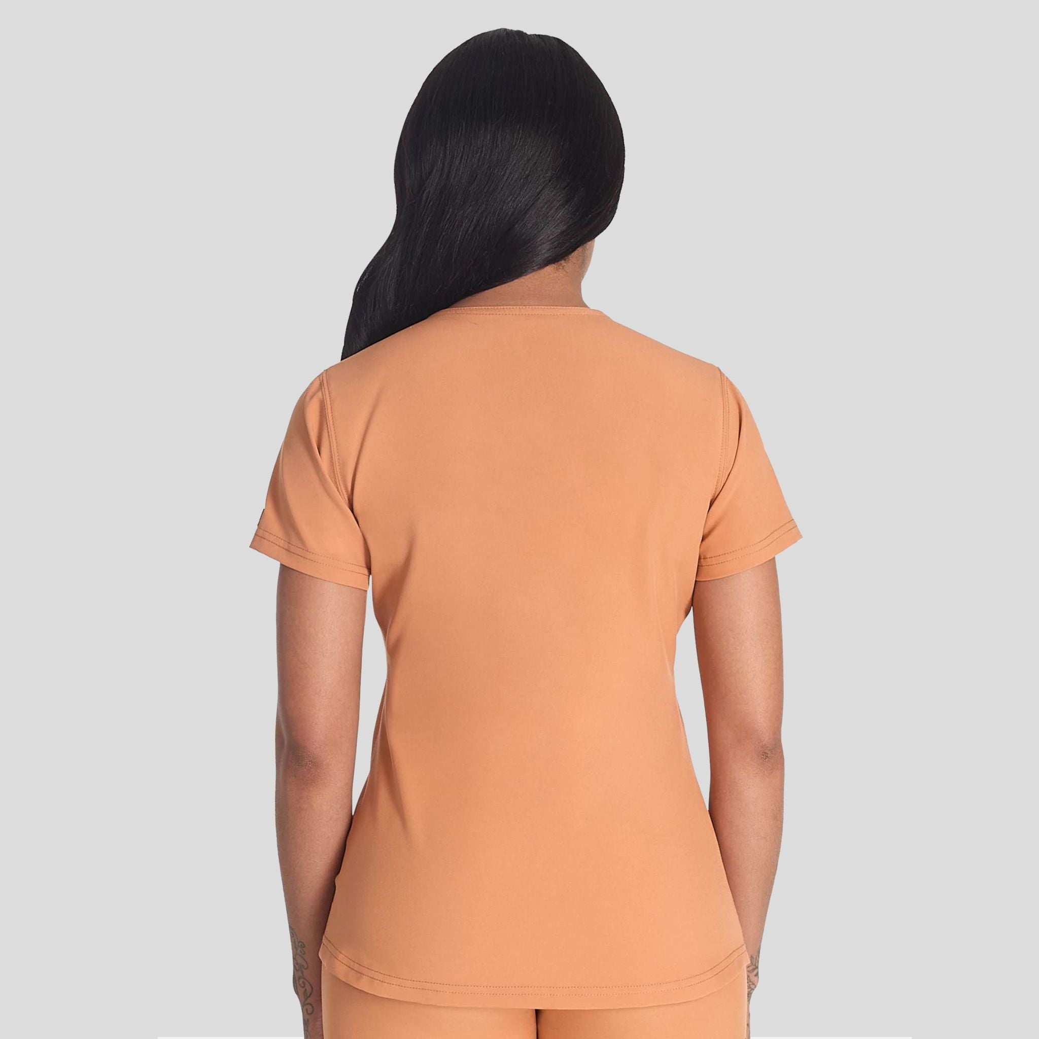 Women's Round Neck Henley Scrub Top | Ginger Glow