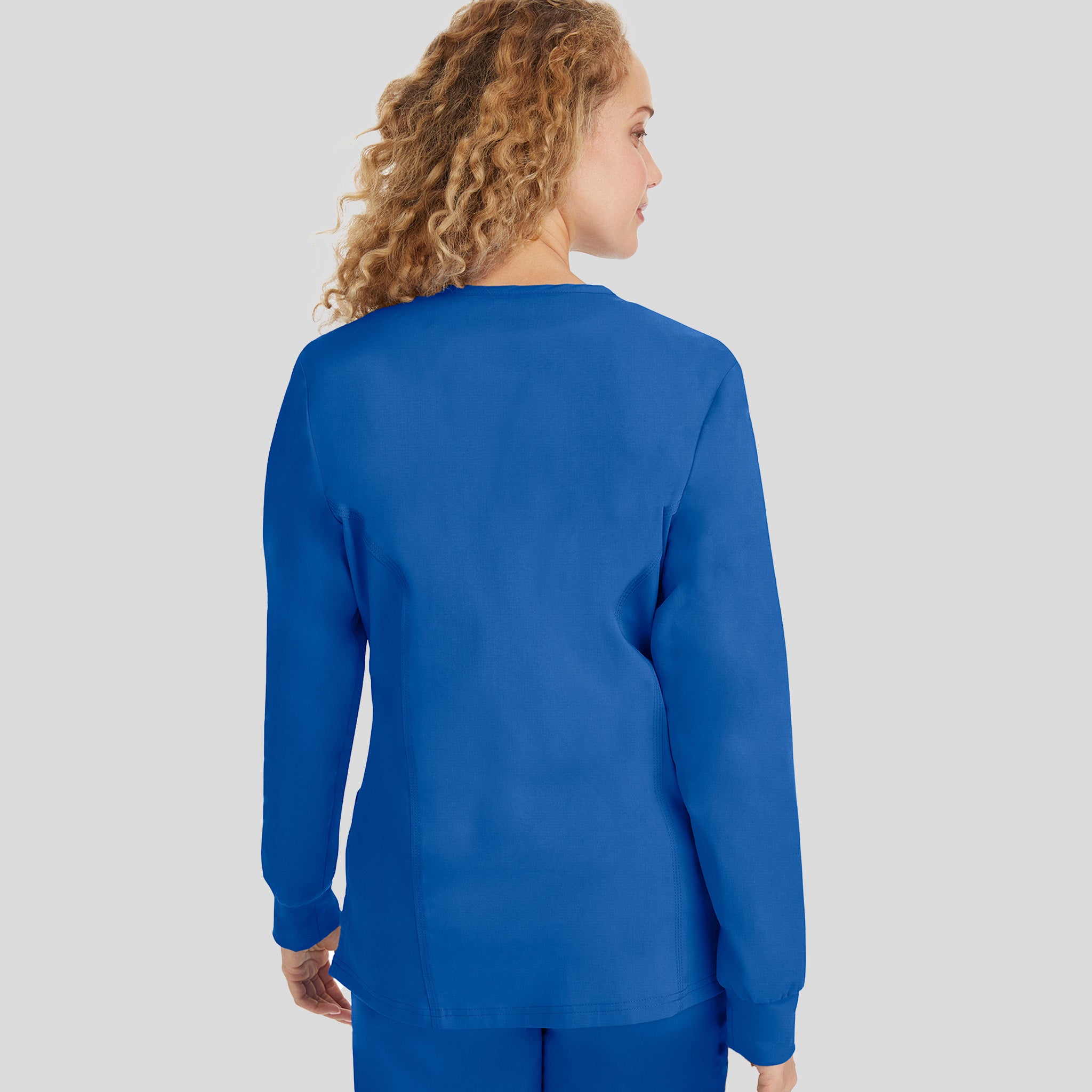 Daisy Snap Front Warm-Up Solid Scrub Jacket | Royal