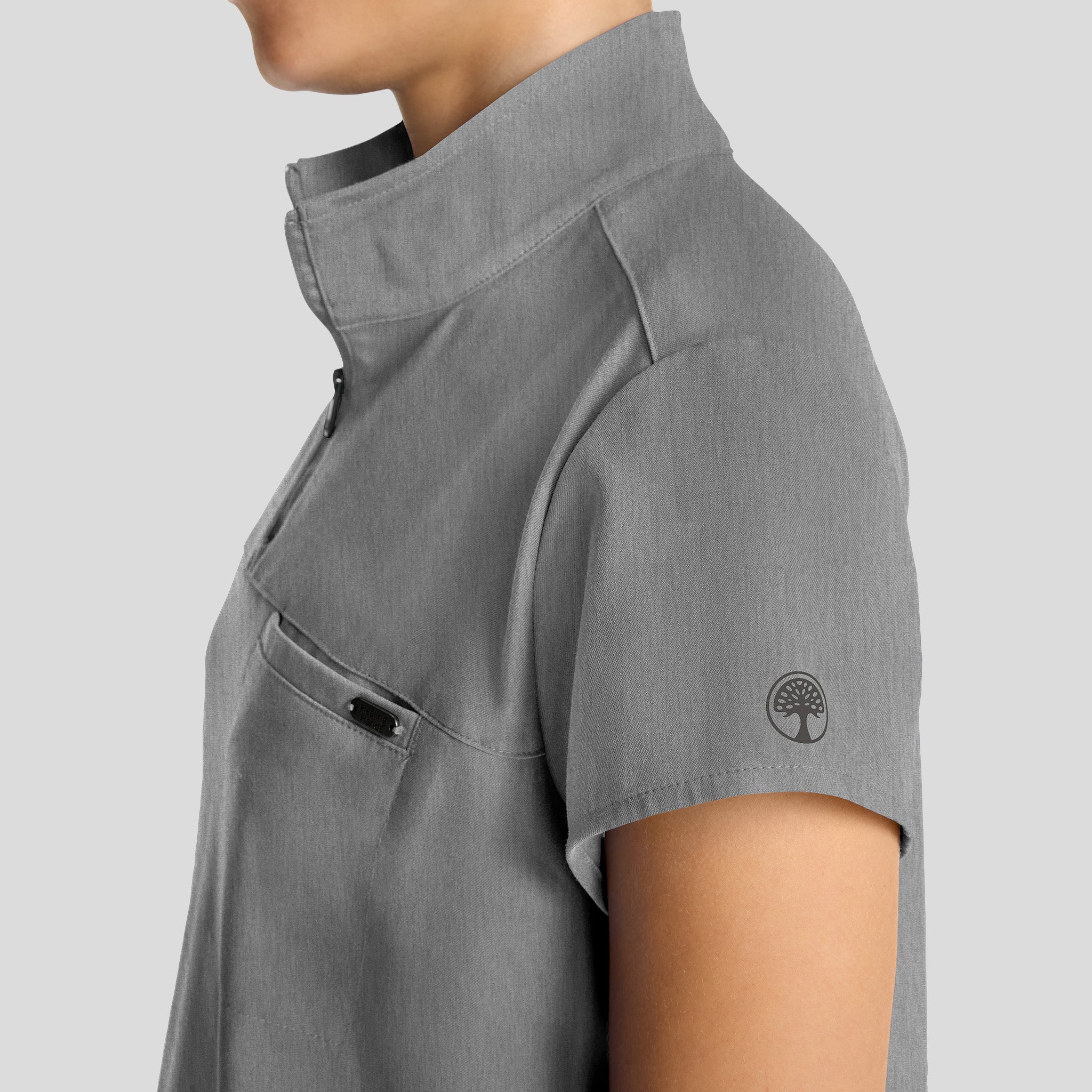 Women's Bella Quarter Zip Scrub Top | Heather Ash