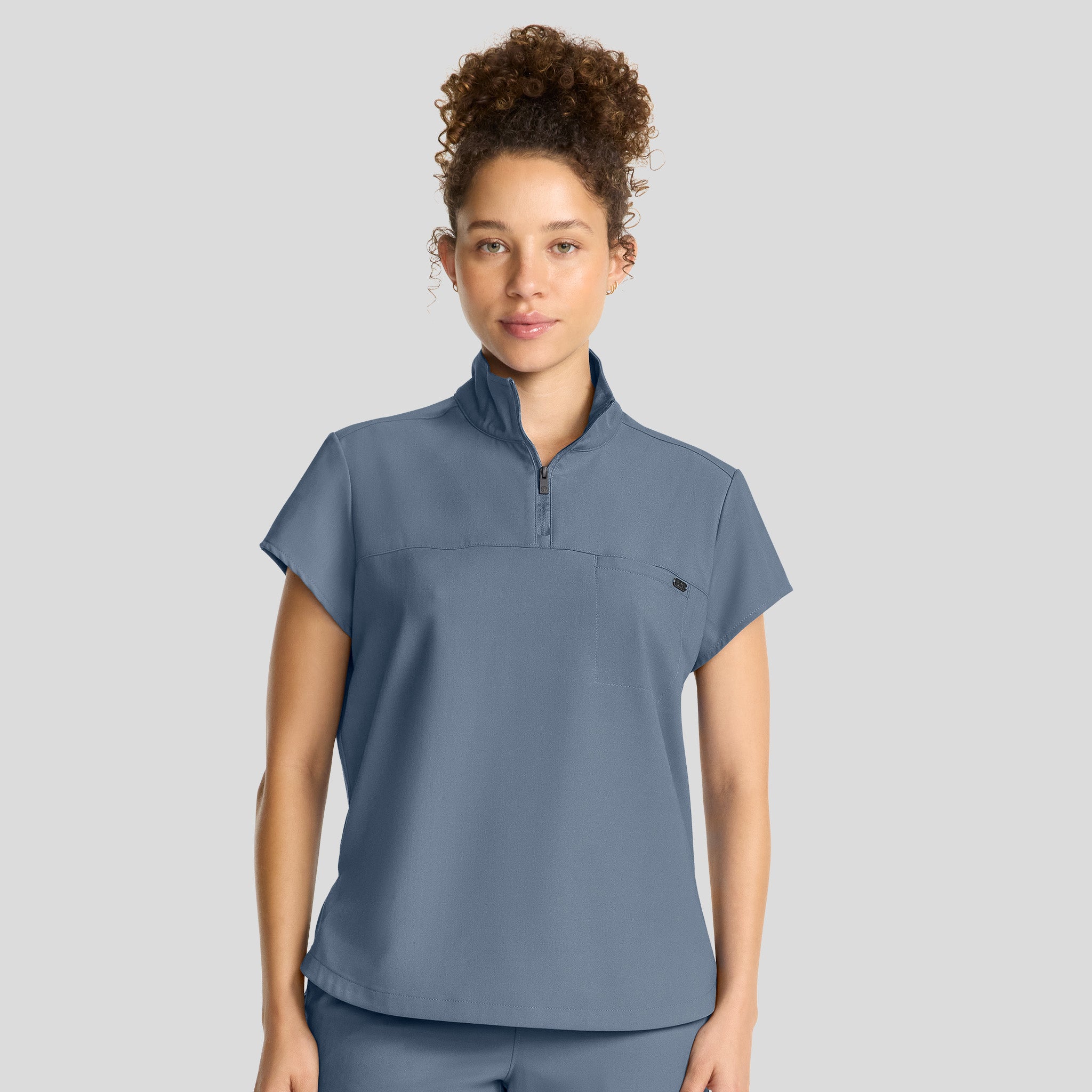 Women's Bella Quarter Zip Scrub Top | Twilight Blue