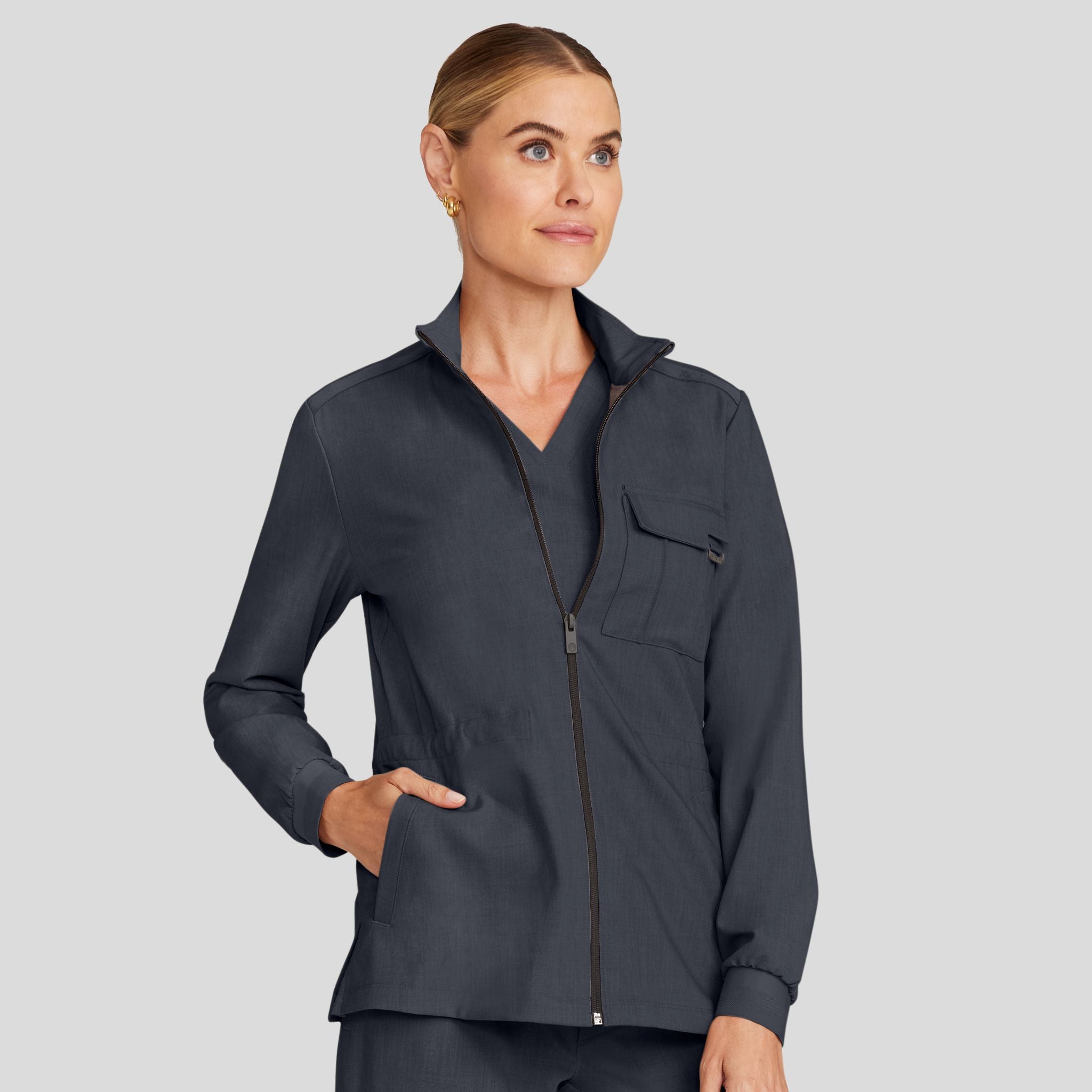 Women's Brooks Utility Scrub Jacket | Pewter