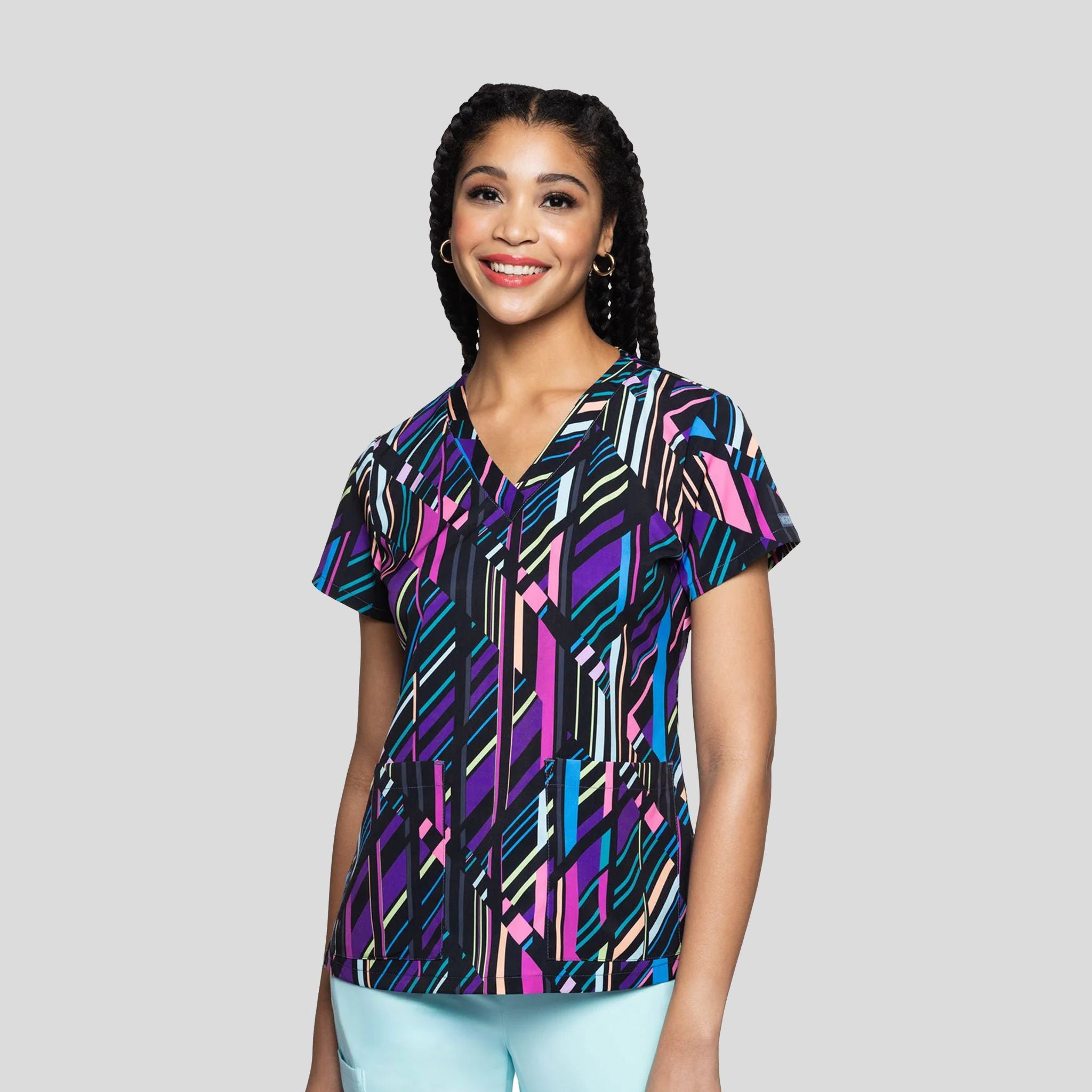 V-Neck Print Top | Just My Stripe