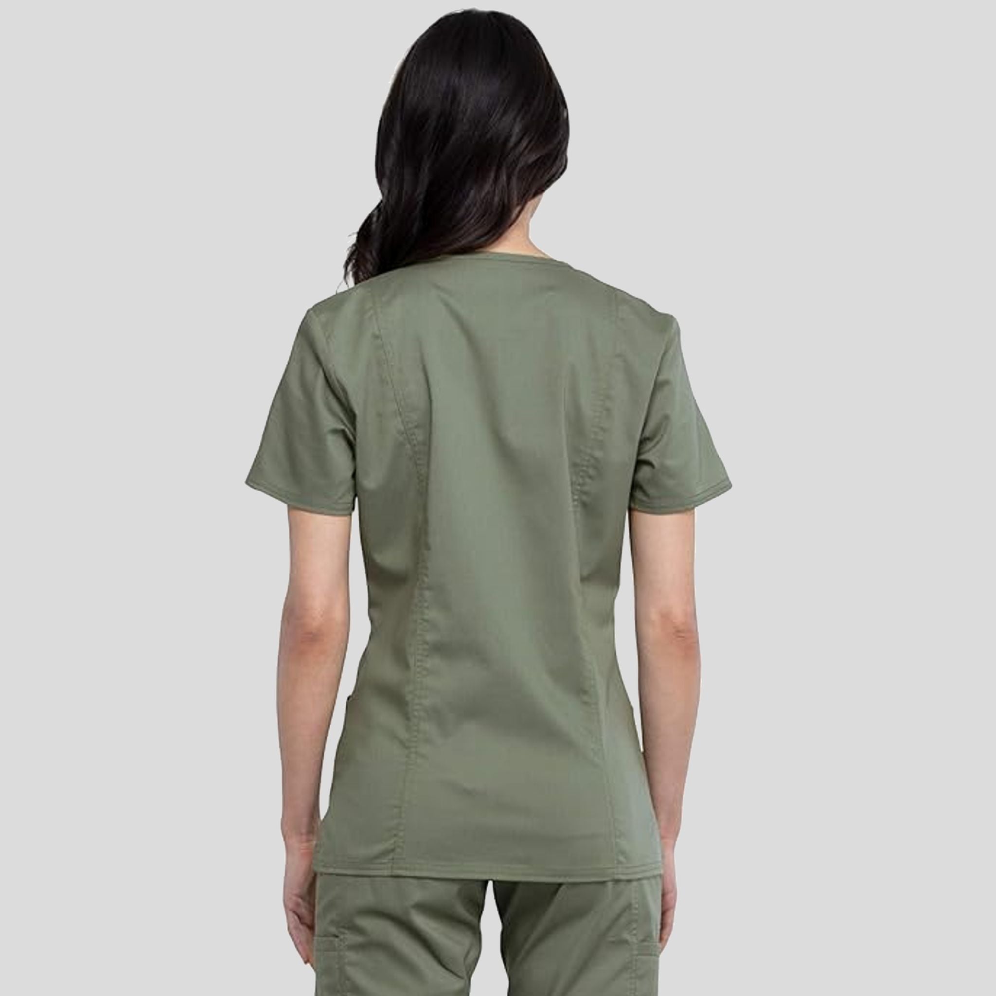 Women's Mock Wrap Solid Scrub Top | Olive