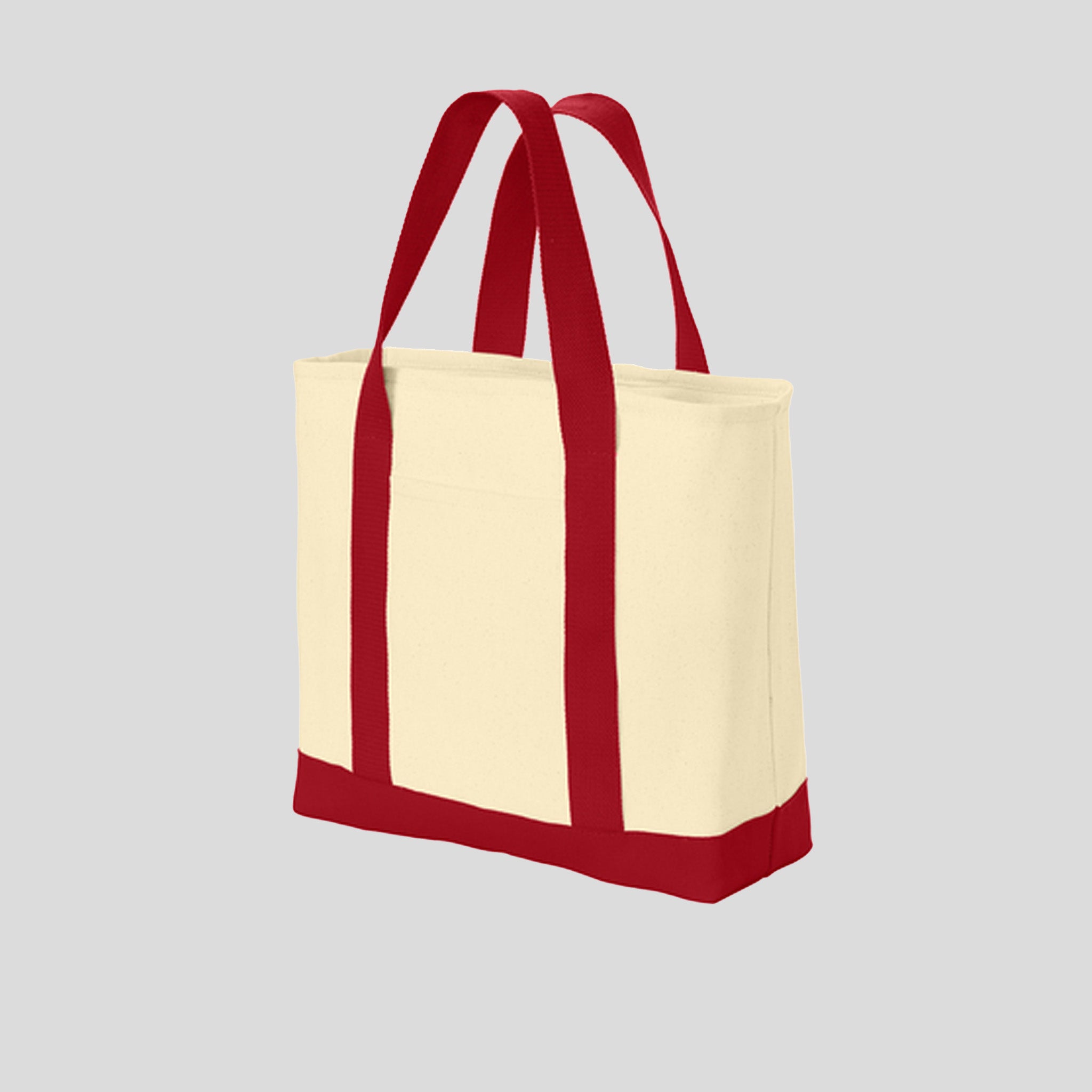 Ideal Twill Two-Tone Shopping Tote | Natural/Red