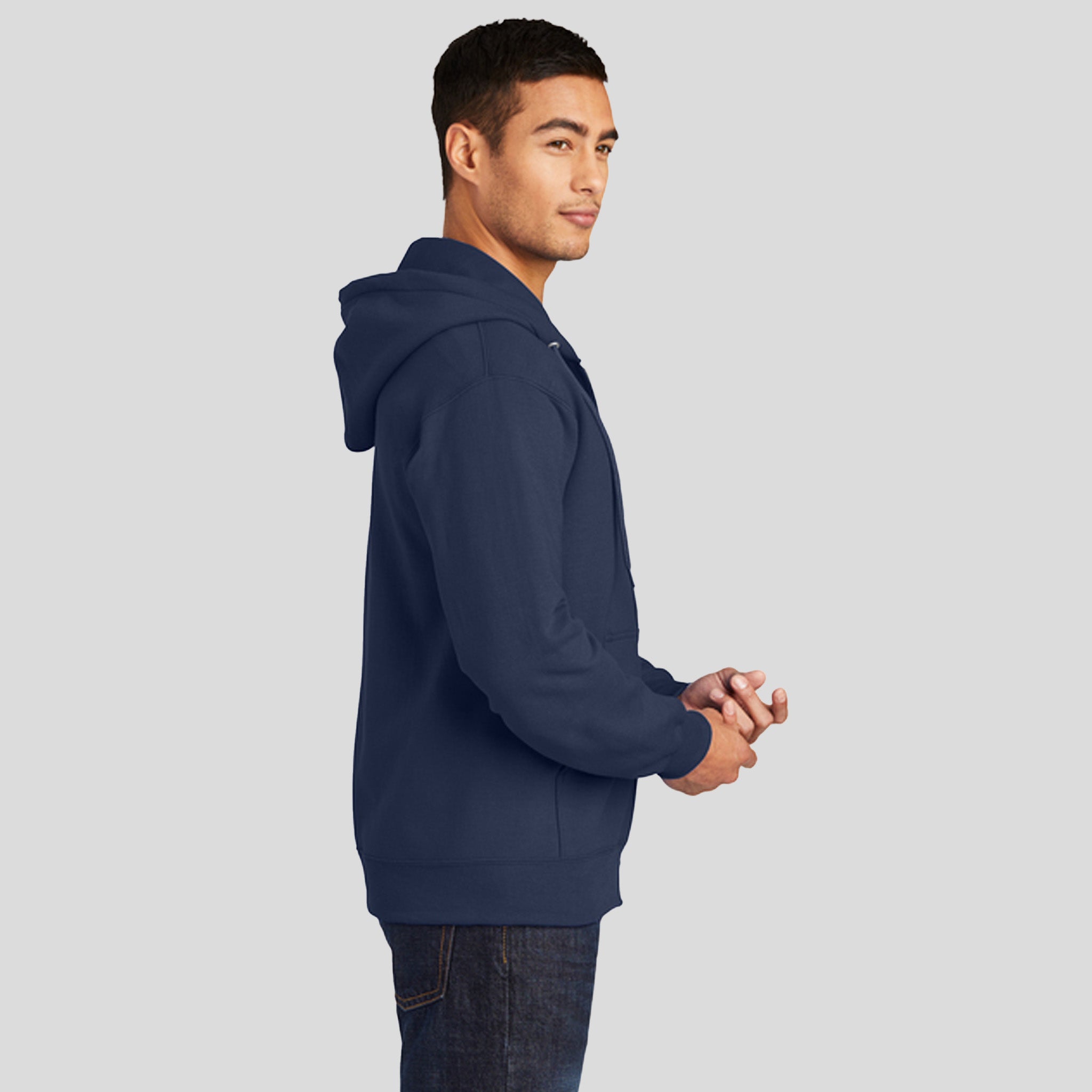 Essential Fleece Full-Zip Hooded Sweatshirt | Navy