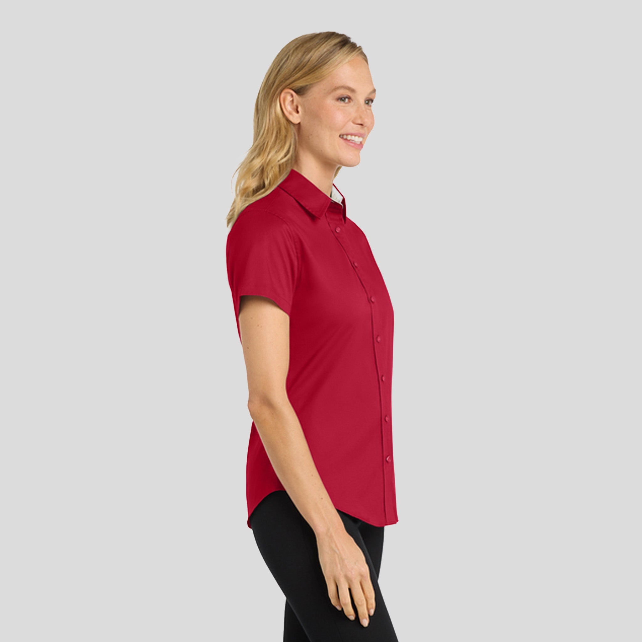 Women's Short Sleeve Easy Care Shirt | Red/Light Stone