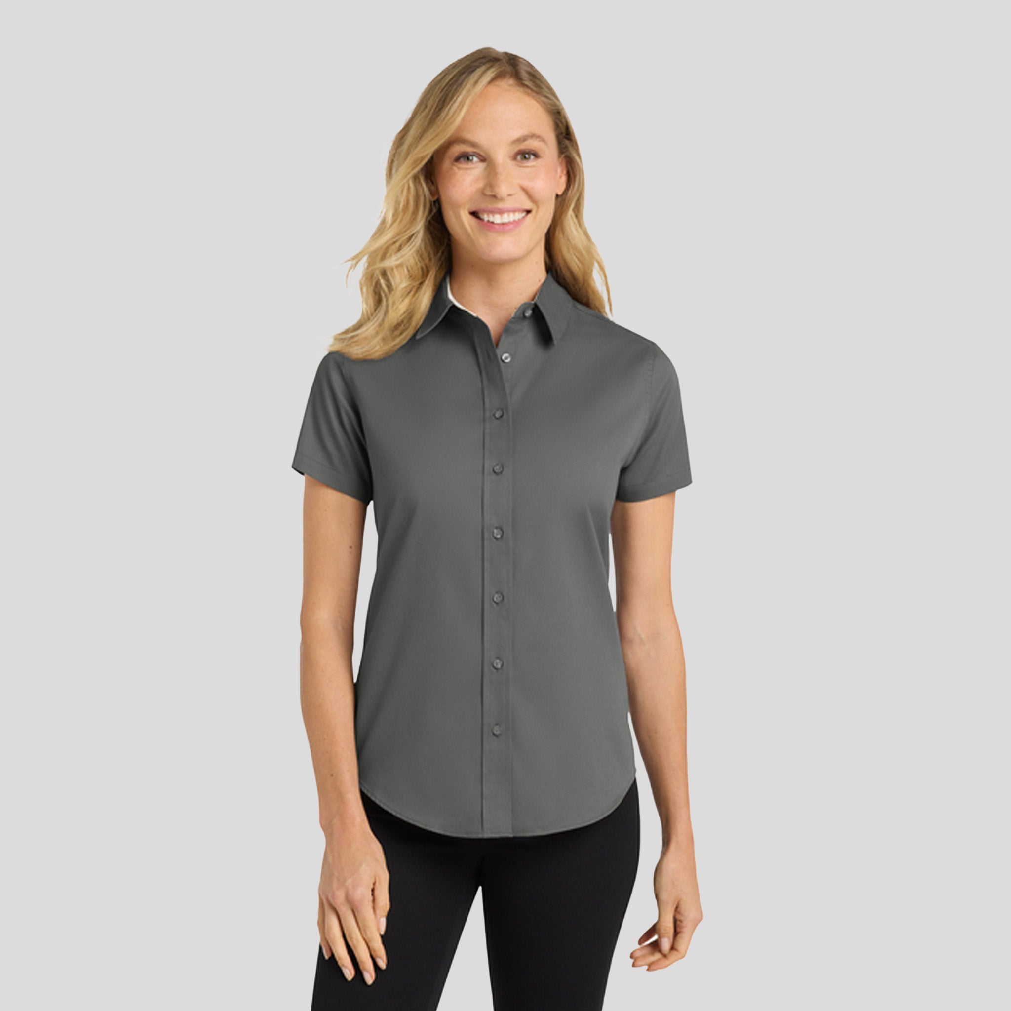 Women's Short Sleeve Easy Care Shirt | Steel Grey/Light Stone