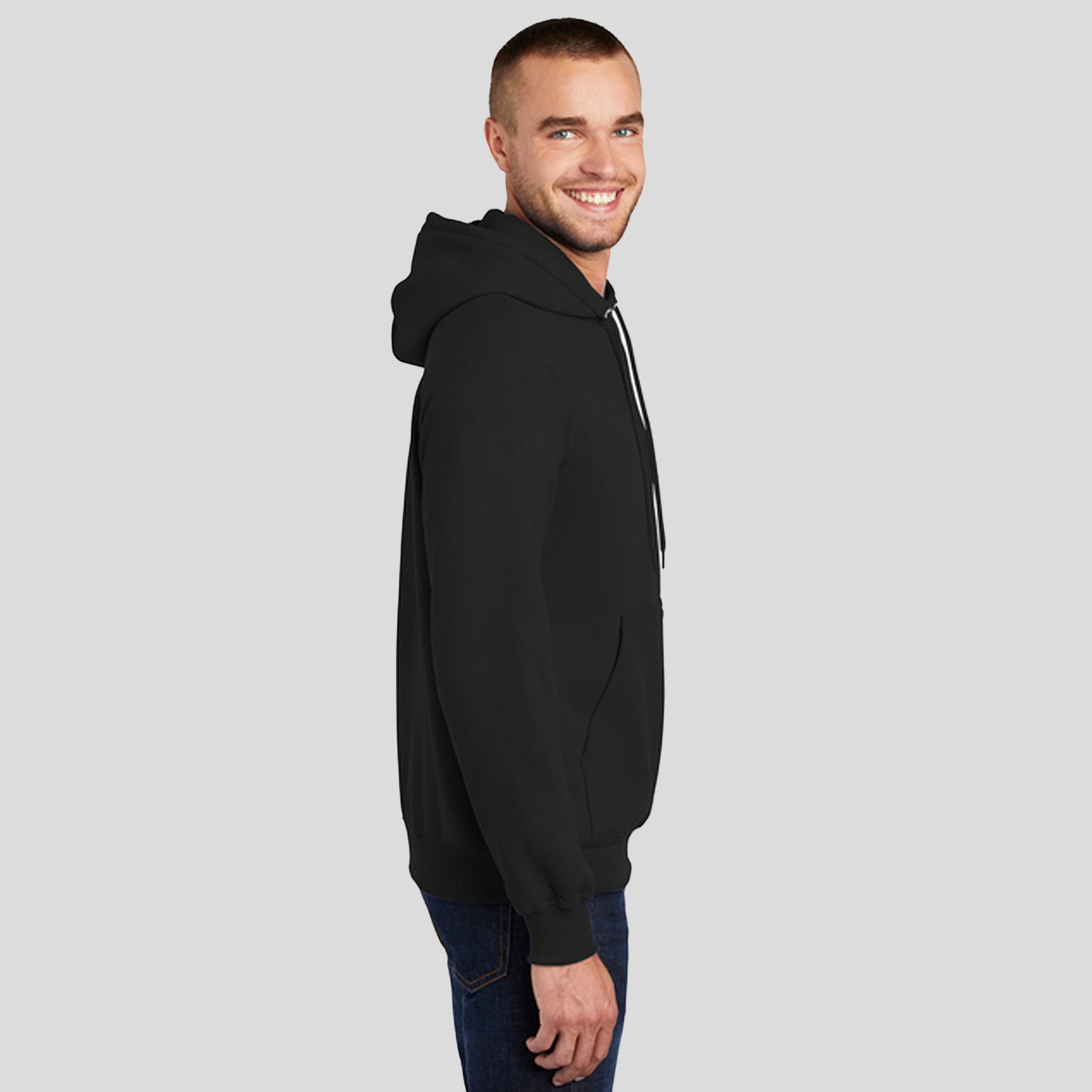 Tall Essential Fleece Pullover Hooded Sweatshirt | Jet Black